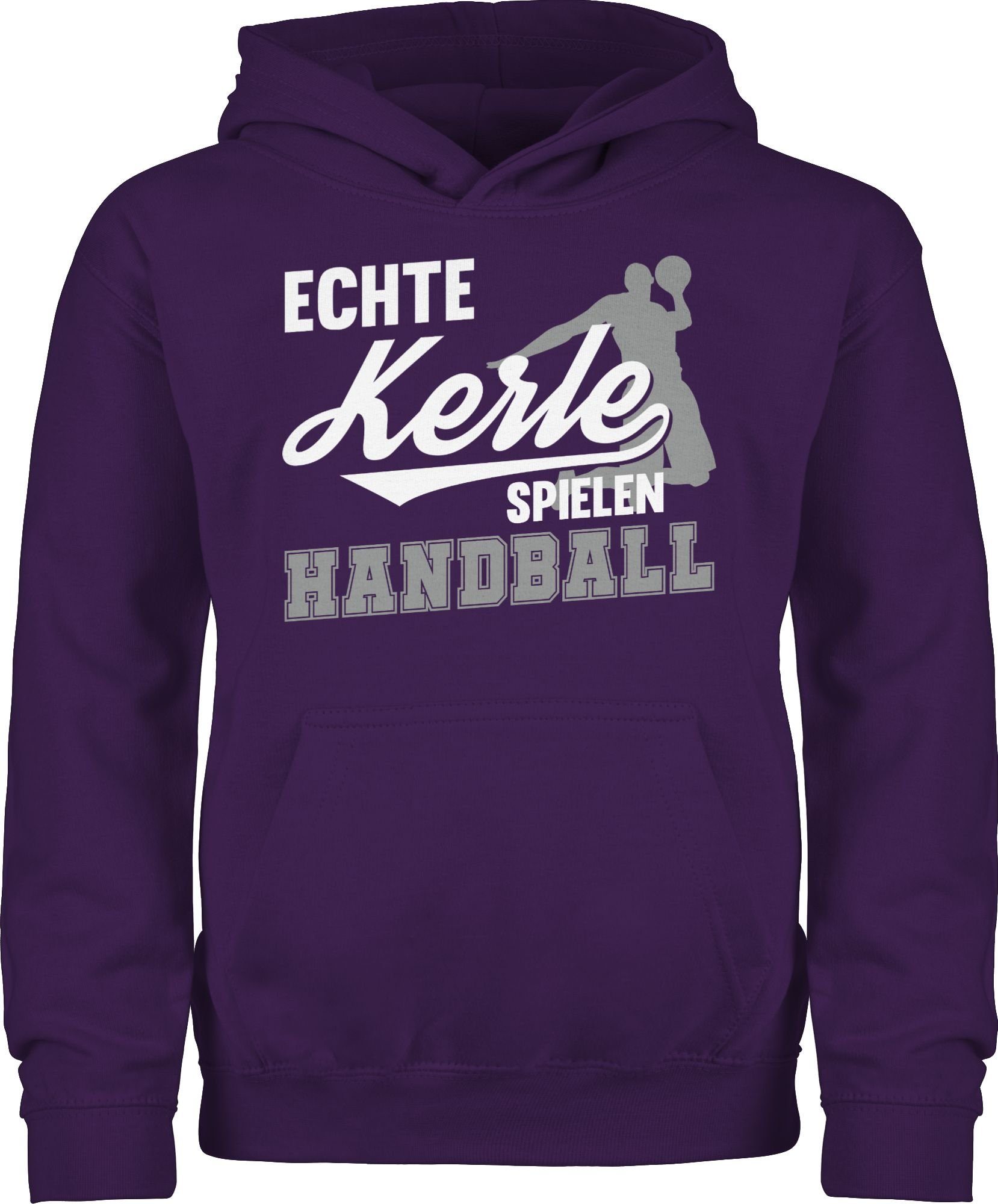 Hoodie Kerle spielen 3 Kinder / Shirtracer Handball Sport Echte grau weiß Kleidung Lila