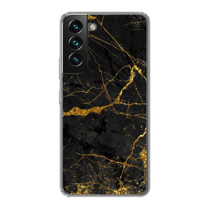 MuchoWow Handyhülle Marmor - Gold - Schwarz - Marmoroptik - Luxus - Glitzer Phone Case Handyhülle Samsung Galaxy S22+ Silikon Schutzhülle