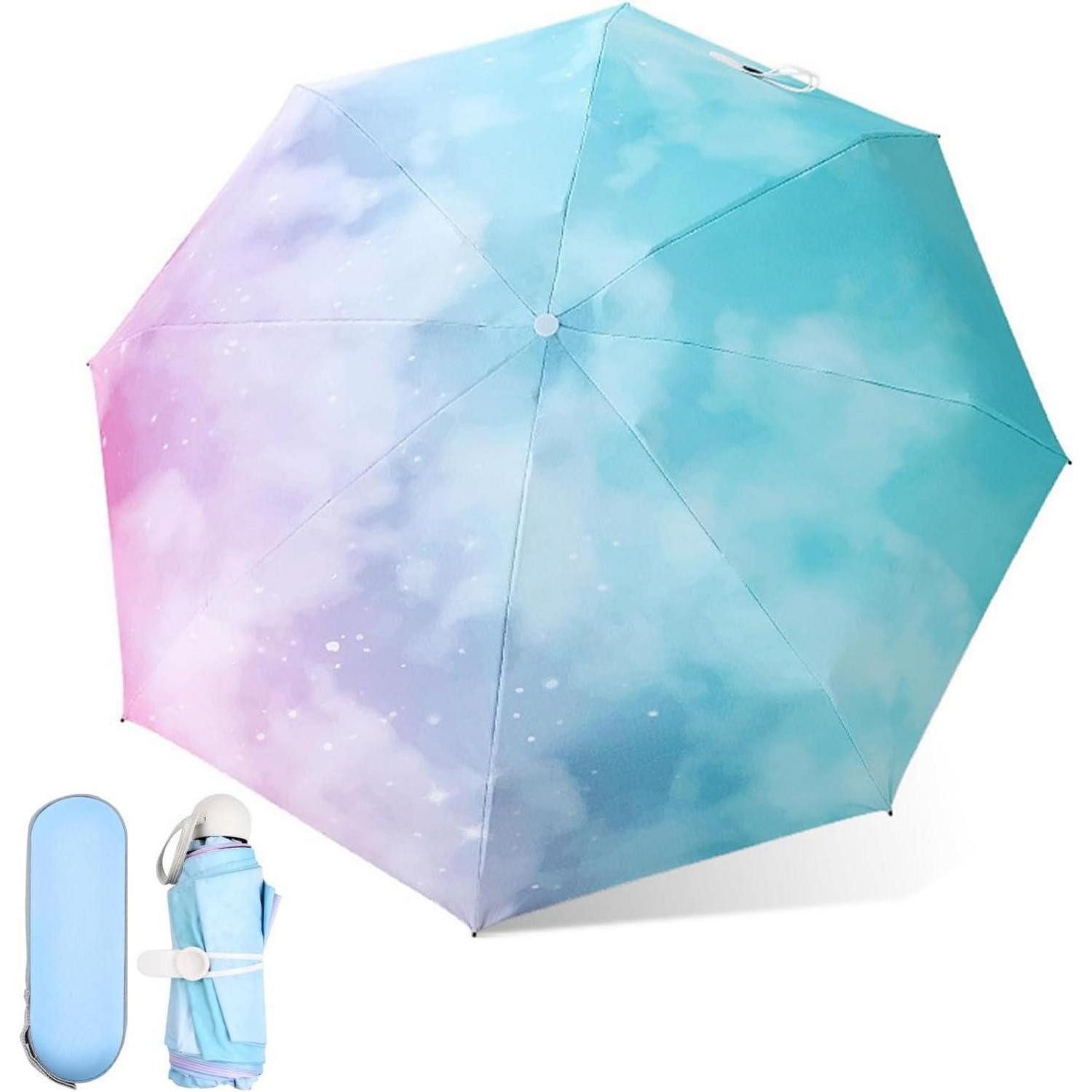 LuxusKollektion Taschenregenschirm Taschenschirm Mini 8 Rippen UV Schutz Faltbar Winddicht A