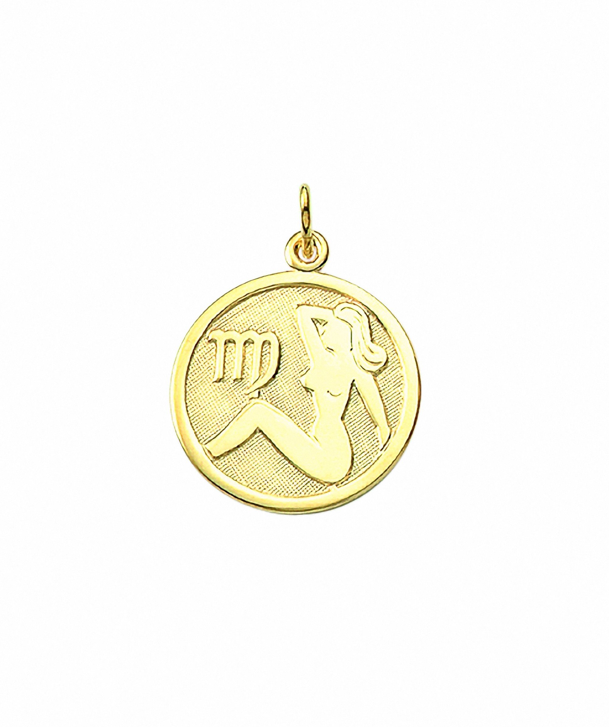 Adelia´s Kette mit Anhänger 333 Gold Sternzeichen Anhänger Jungfrau Ø 16 mm, Schmuckset - Set mit Halskette