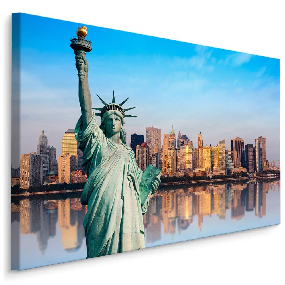 Muralo Leinwandbild Architektur – Leinwandbild Wandbild Kunstdruck Wohnzimmer, Gebäude (1 St), Stadt – New York – Freiheitsstatue, 70 x 50 cm, aufhängefertig