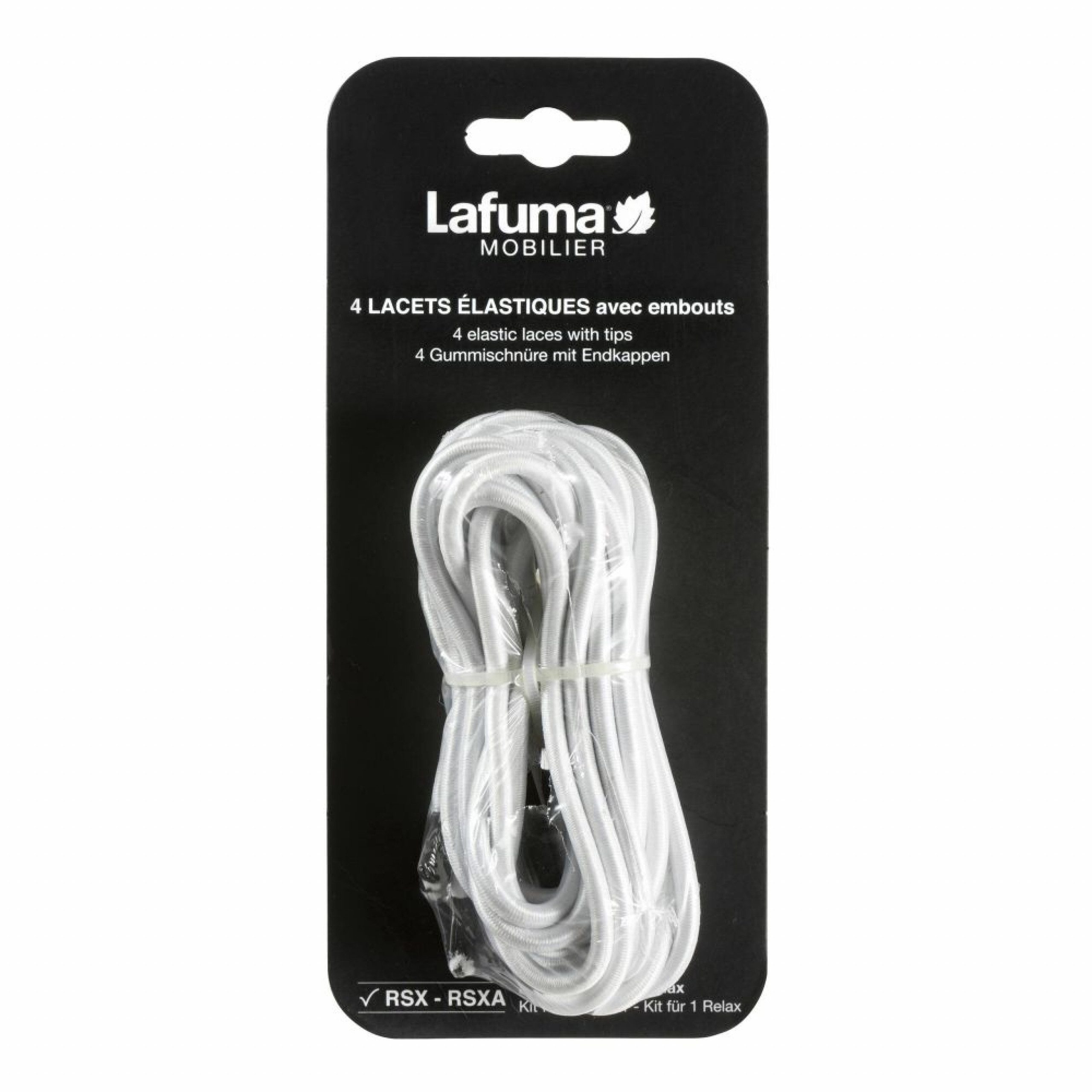 Lafuma Gartenlounge-Sessel Lafuma 4 Gummischnüre mit Endkappen für Relaxliege 4er Set weiß