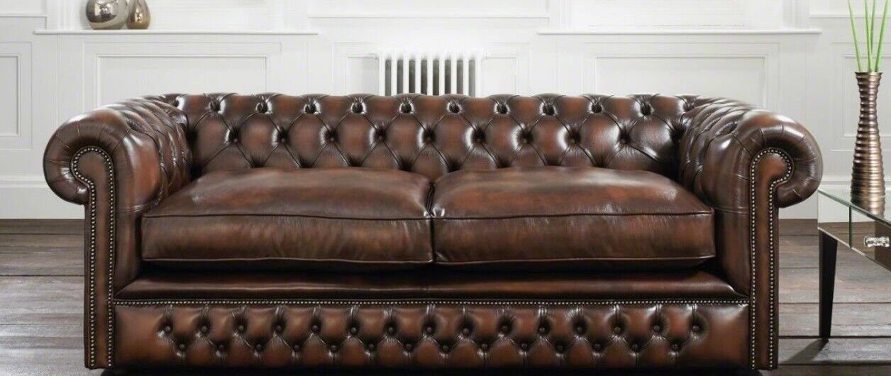 Sofa Big Sofa Leder JVmoebel 3 Couch Sitzer Chesterfield