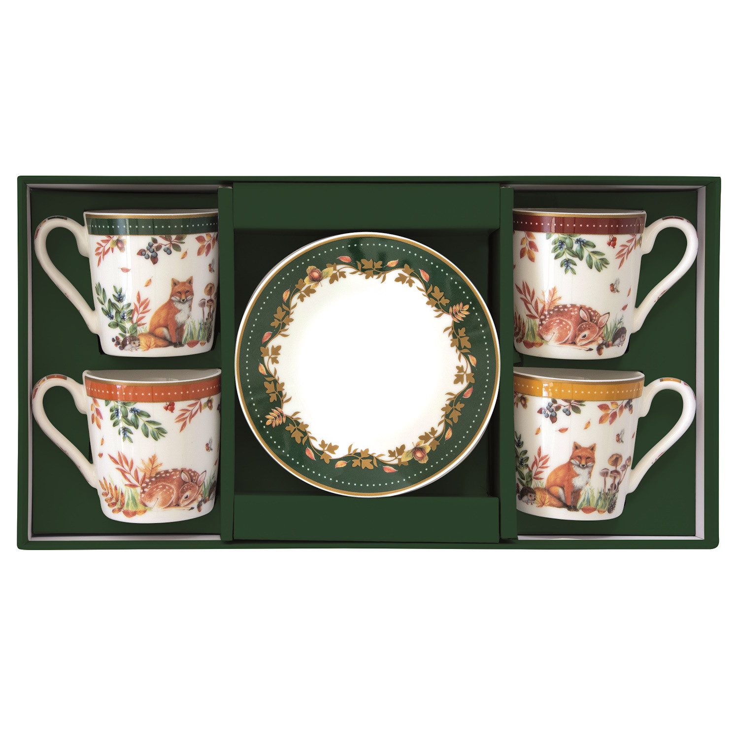 EasyLife Tasse Forest Dream, Porzellan, Spülmaschinengeeignet, Mehrfarbig, Reh, H: 6.3cm