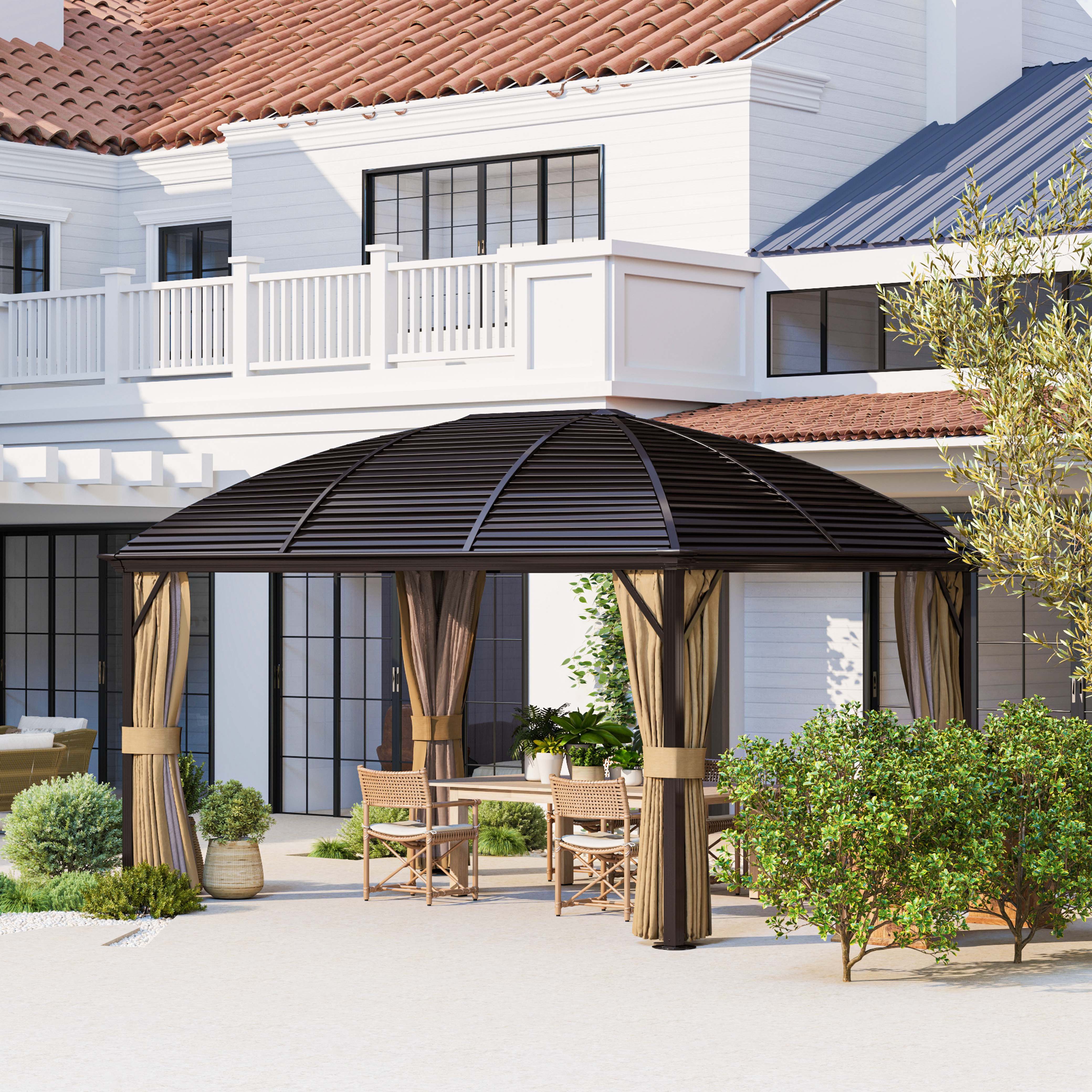 Outsunny Pavillon mit Hardtop, 4x3 m, günstig online kaufen