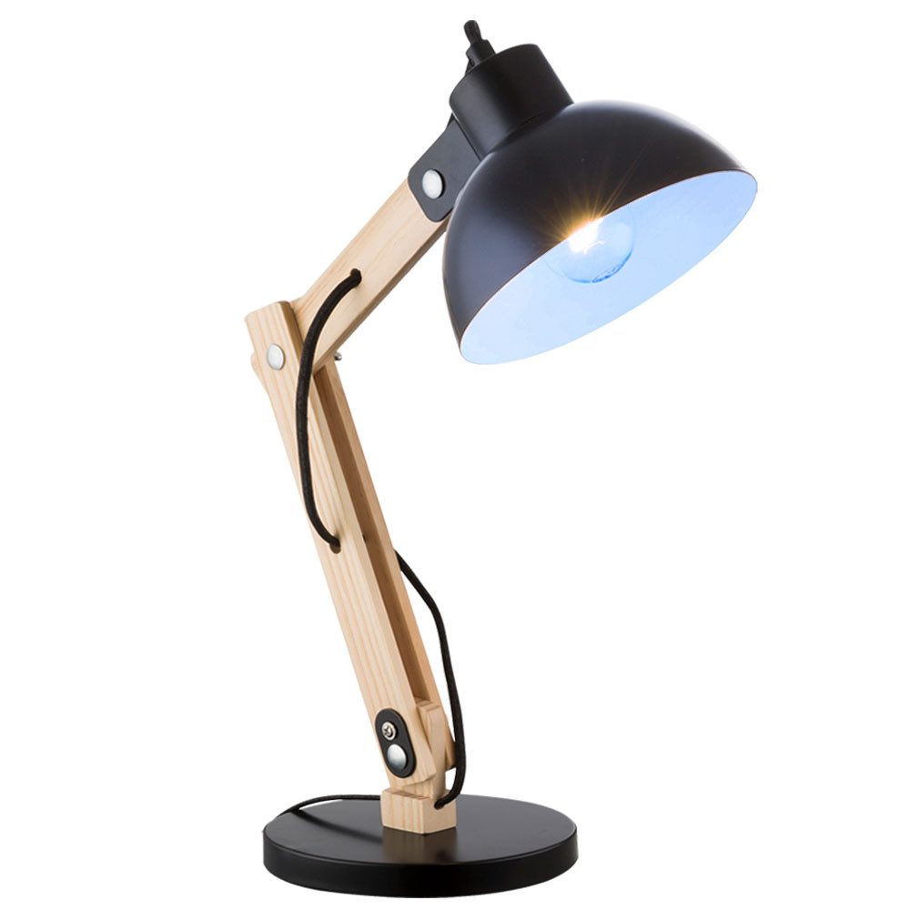 GLOBO LIGHTING Schreibtischlampe, Warmweiß, Farbwechsel, Tischlampe Tischleuchte dimmbar Fernbedienung schwarz Holz LED 45cm