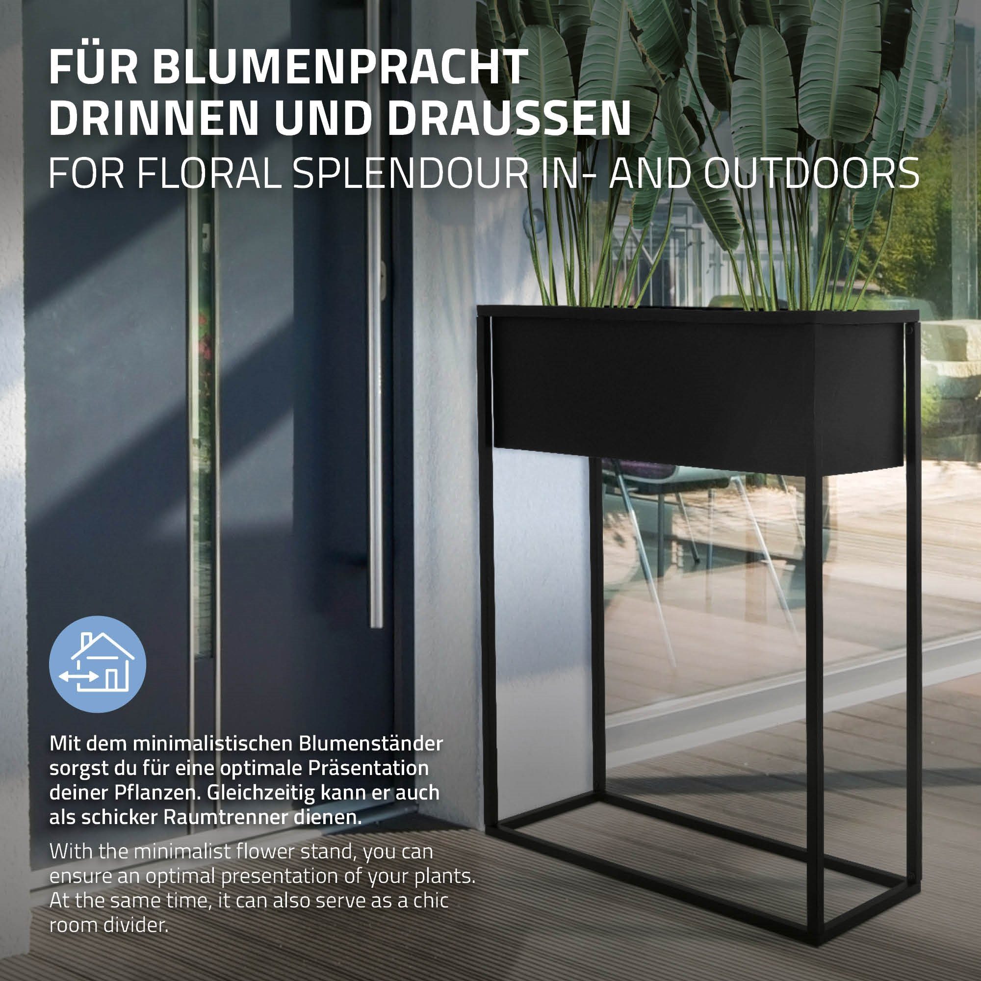 Schwarz Übertopfständer Pflanzen Pflanzenkasten, für Blumenständer ML-DESIGN rechteckig Designblumenkasten Set 60x25x78cm Metall Übertopfständer 3er