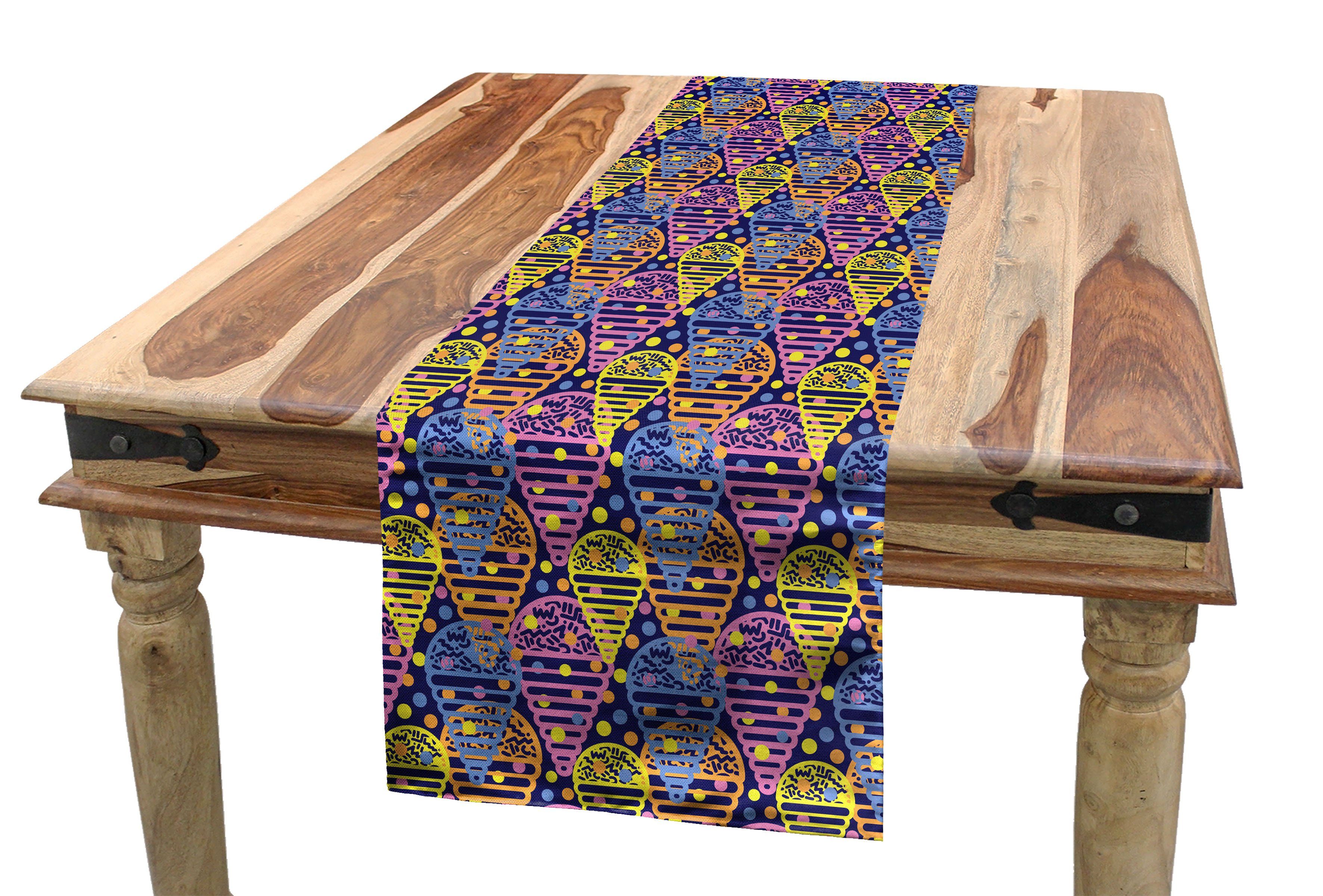 Abakuhaus Tischläufer Esszimmer Küche Rechteckiger Dekorativer Tischläufer, Geometrisch Memphis Eis | Tischläufer