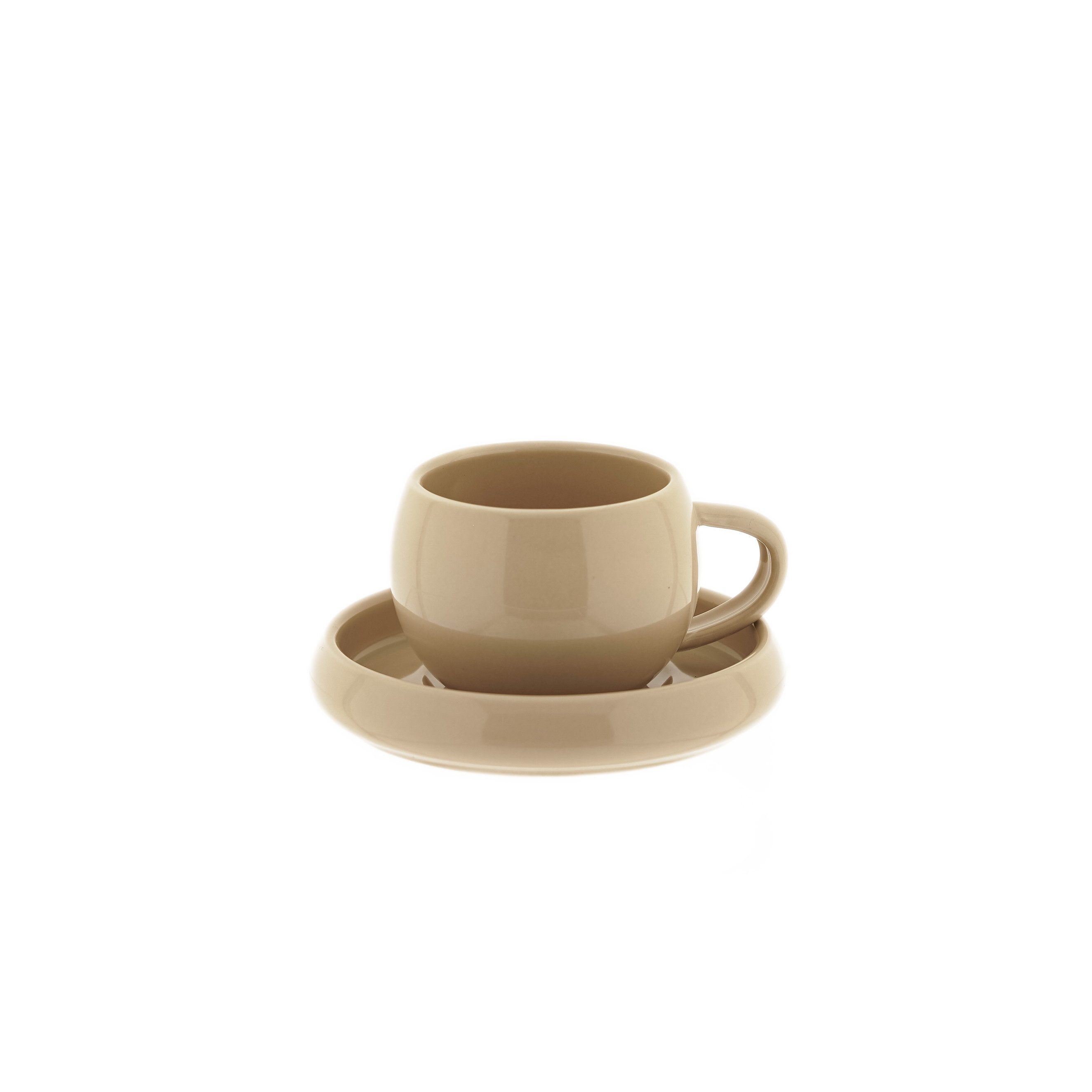 Almina Kaffeeservice Lissa Bonna Biscuit Mokkatassen mit Untertellern (12-tlg), 6 Personen, Porzellan, 12-teiliges-Set