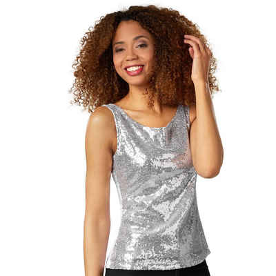 dressforfun T-Shirt Pailletten-Träger-Top Rundhals