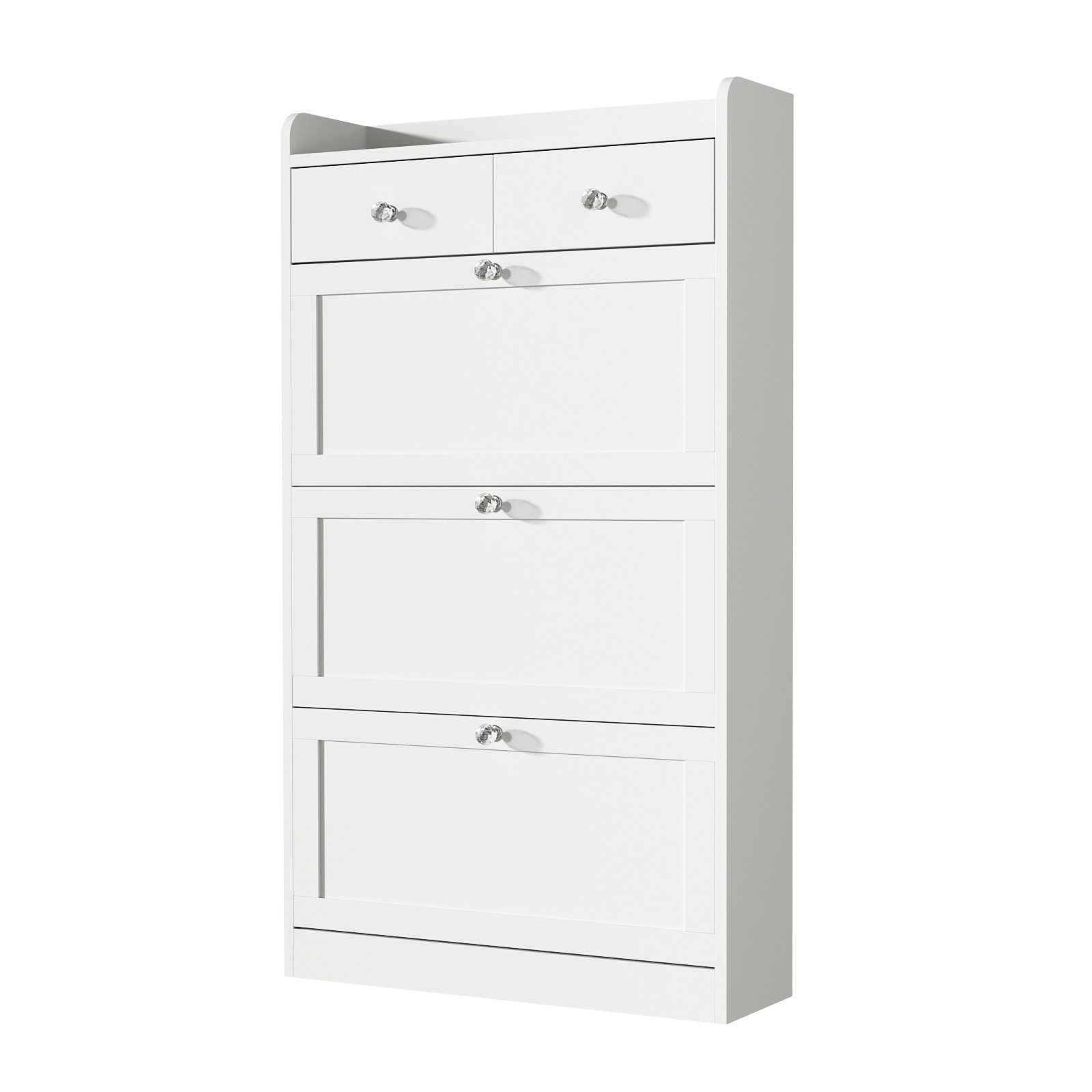 VOWNER Schuhschrank mit 3 Klappen, schmal mit 2 Schubladen, 80x24x140cm (1-St) verstellbare Ablage, Anti-Kipp-Sicherung, für Eingang/Flur