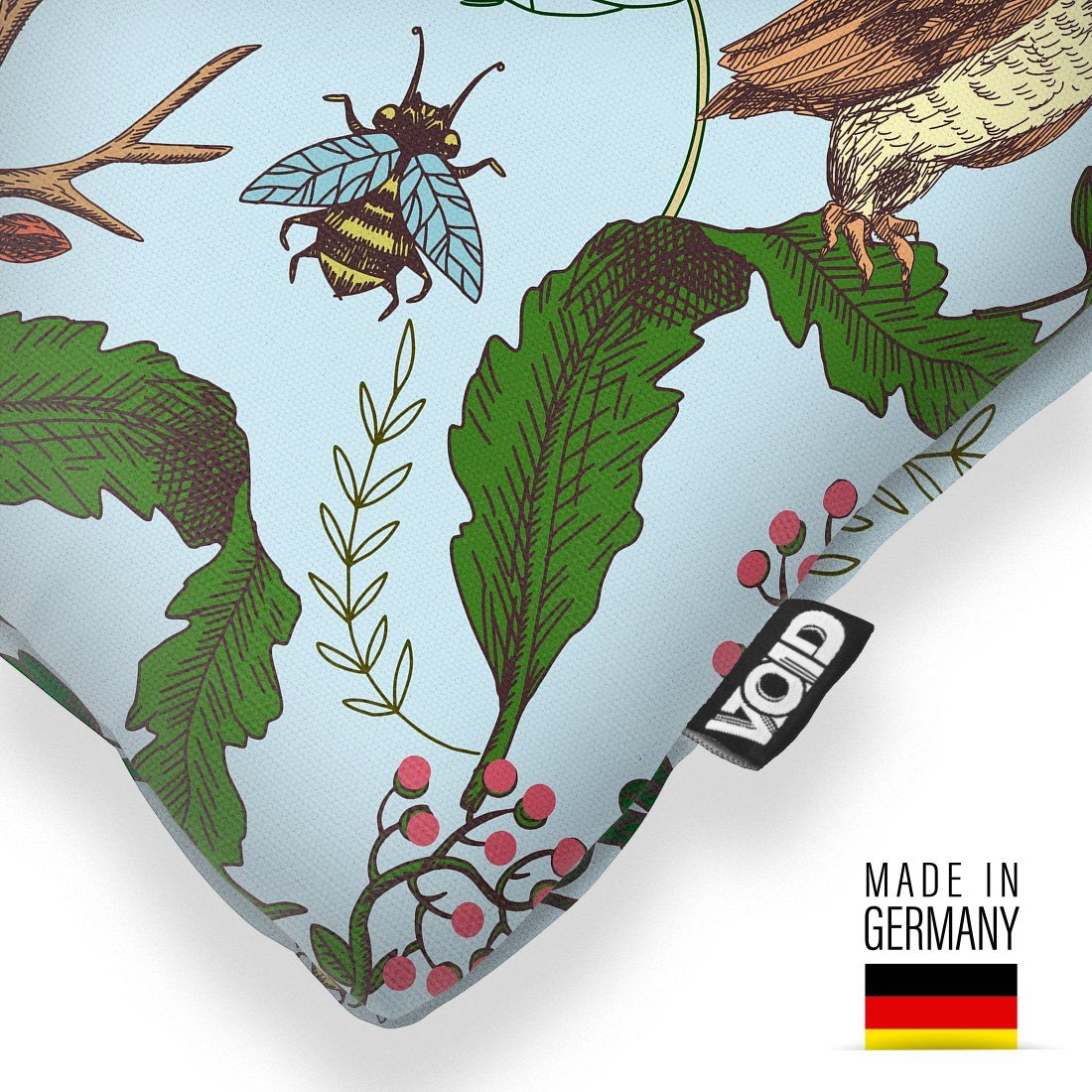 Hirsch Märchen Deko Kissenbezug, Pflanzen Floral Garten Eule Stück), Pilze Ornamente Hase (1 Muster Geschichten VOID Bienen Märchenbuch Natur