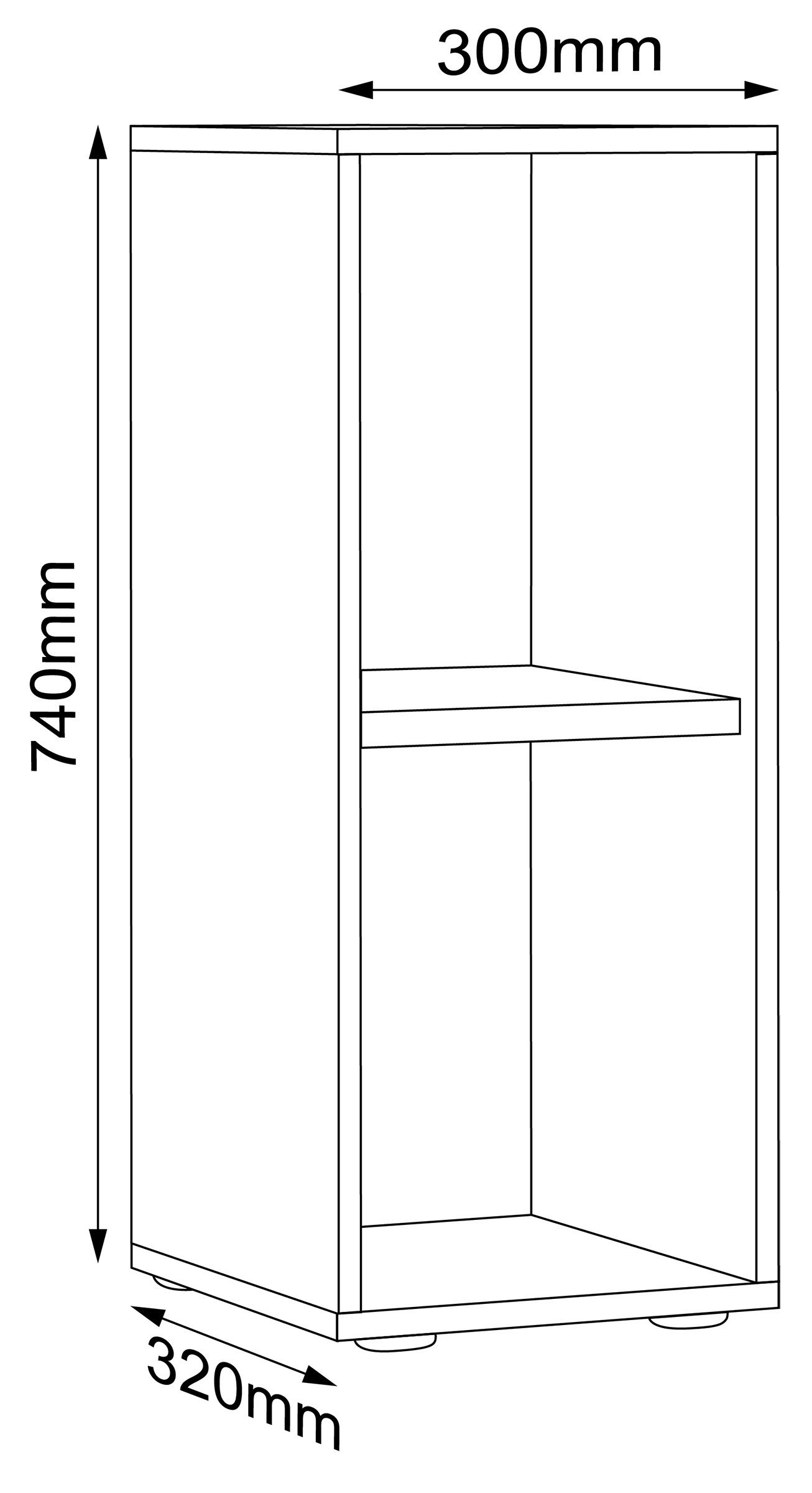 VCM Standregal Salia B. 30 x T. 33 x H. 74 cm, Offener Stauraum für Ordner, Akten und Bücher, 2 Fächer, Holzwerkstoff – Bild 5 von 5