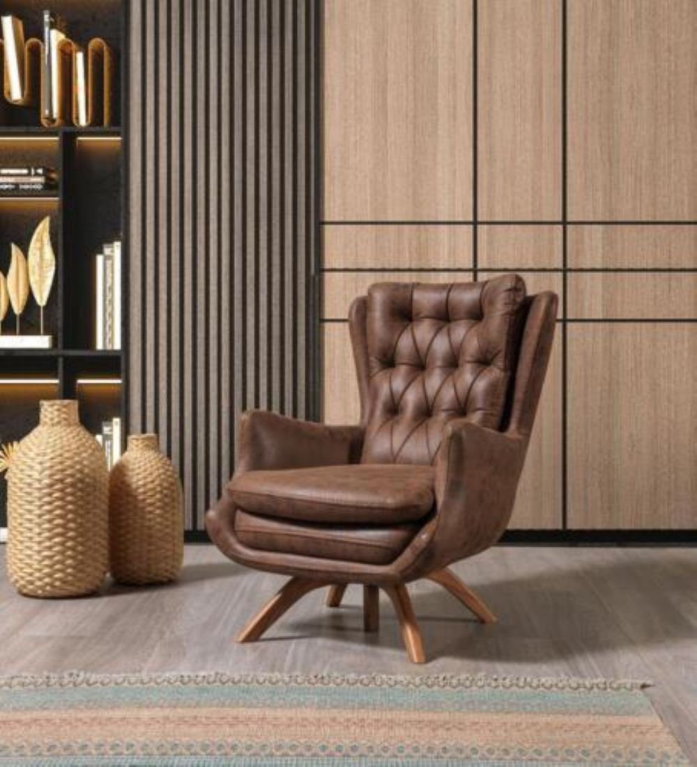 JVmoebel Sessel Wohnzimmer Sessel Design Couch Sitzer Kunstleder Polster Luxus, Made in Europa