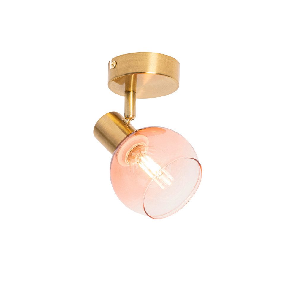 Qazqa LED Aufbaustrahler Vidro, ohne Leuchtmittel, Warmweiß, QAZQA Aufbauspot, e14, Rosa, Stahl, Art Deco