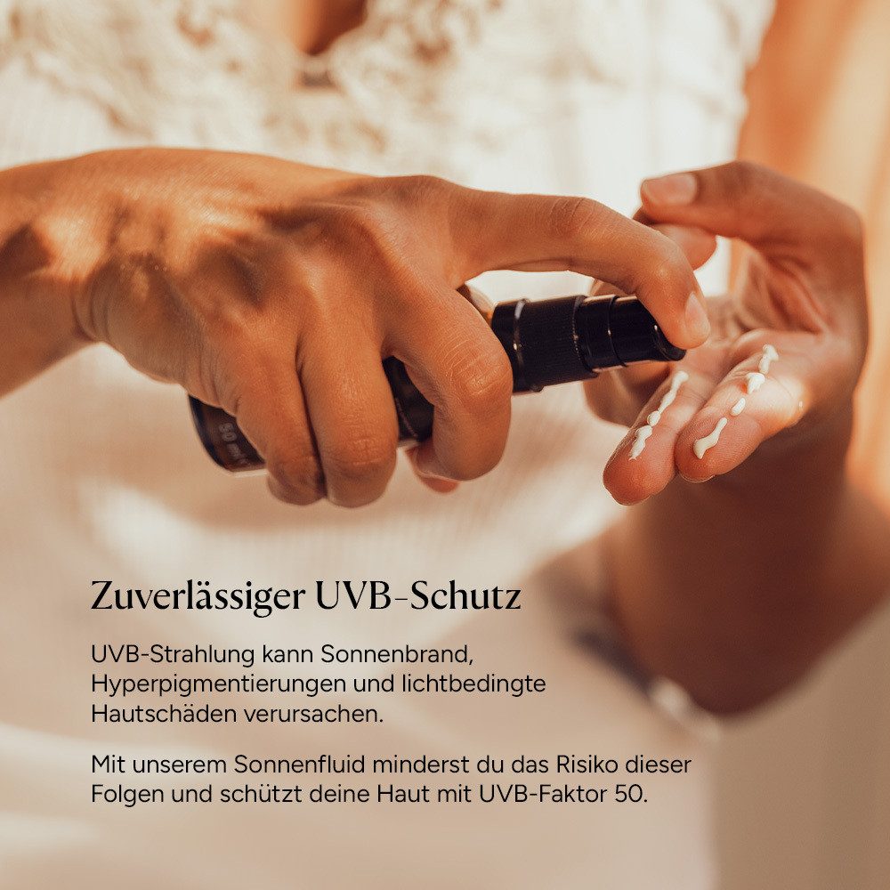 JUNGLÜCK Sonnenschutzcreme Sonnenfluid SPF 50 - Gesicht, Schutz vor UVB & UVA, 1-tlg., Leichte organische Sonnencreme ohne öligen Glanz