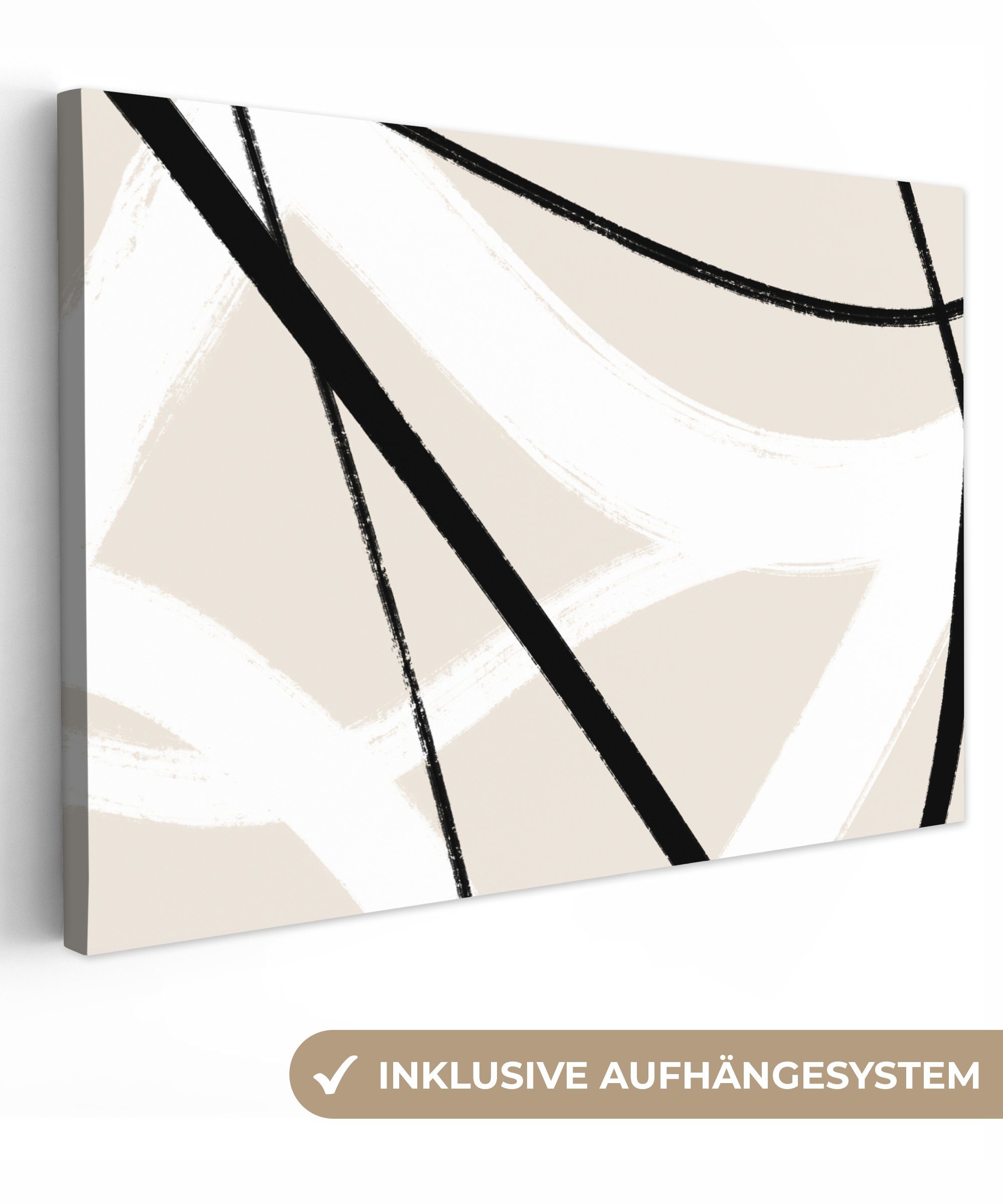 OneMillionCanvasses® Leinwandbild Linie - Abstrakt - Minimalismus - Pastell, Fotodruck (1 St), Boho Style Deko Wand, Bohemian Wanddeko Bilder, 30x20 cm