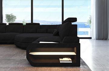 Sofa Dreams Wohnlandschaft Stoff Sofa Polster Couch Asti, Webstoff Strukturstoff, U Form Stoffsofa mit LED, USB-Anschluss, große Ecke, Designersofa