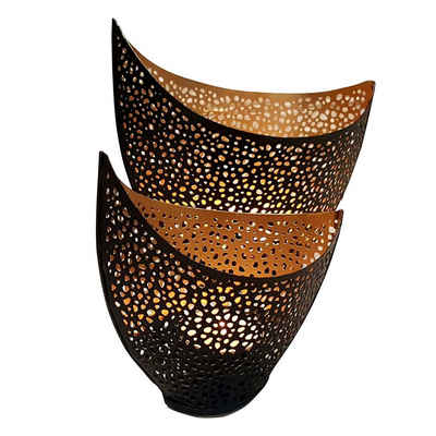 Casa Moro Teelichthalter »Windlicht Kanja 2er Set innen Gold außen Schwarz WLS5047« (2 St), Kunsthandwerk