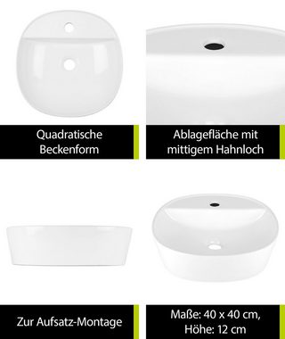 aquaSu Aufsatzwaschbecken imaRa (Aufsatz-Waschtisch, 1-St., Aufsatzwaschtisch), 40 cm, Keramik, Weiß, 561044