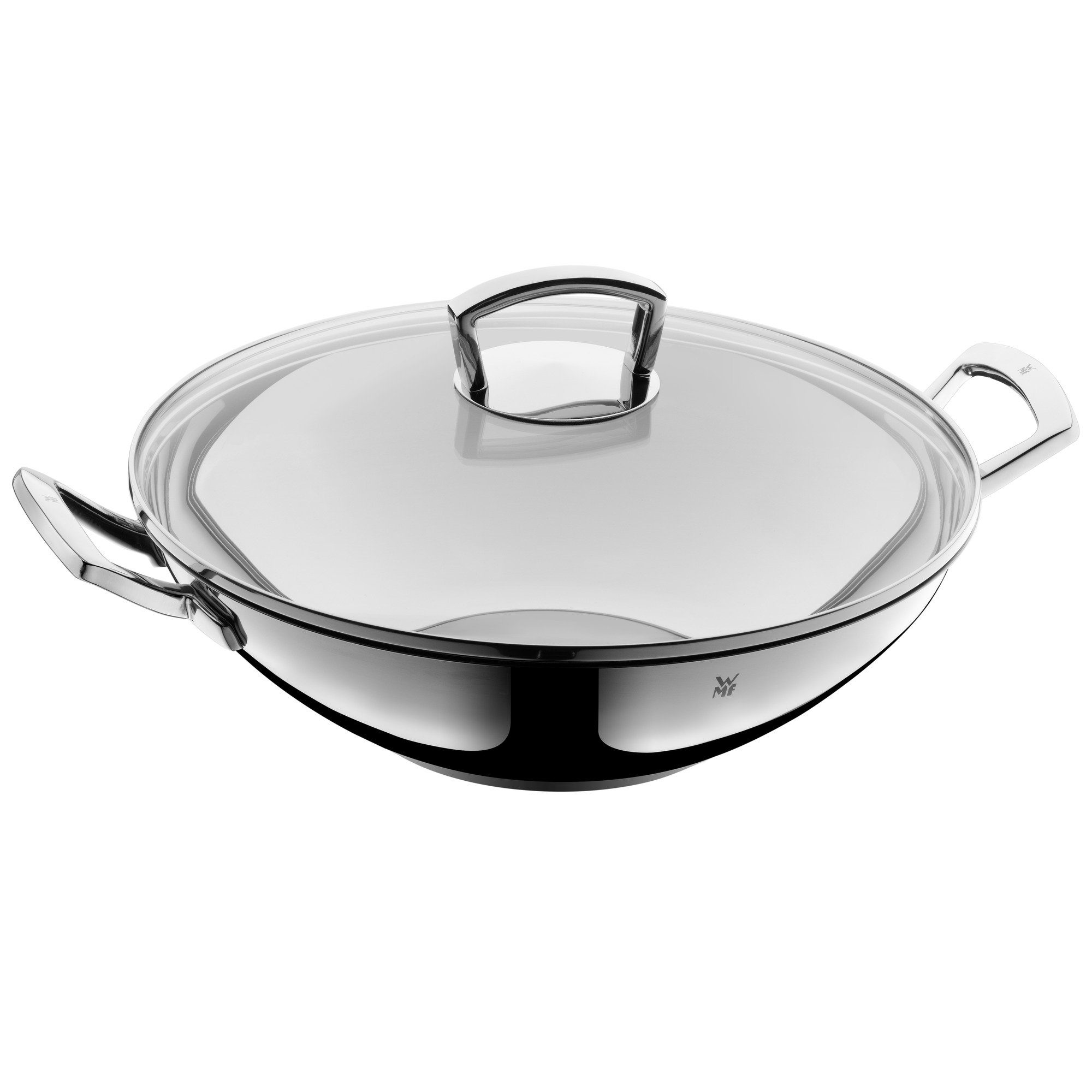 WMF Wok Wok mit Glasdeckel, 36 cm, Cromargan® Edelstahl rostfrei 18/10 (2-tlg., 1x Wokpfanne 36 cm, 1x Glasdeckel), spülmaschinengeeignet
