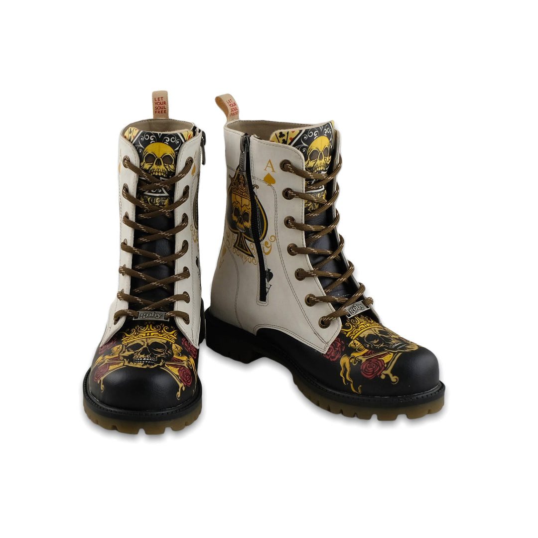 Pik Boots- Eleganz in Weiß, Schritte mit Stil! ♠ Schnürstiefel