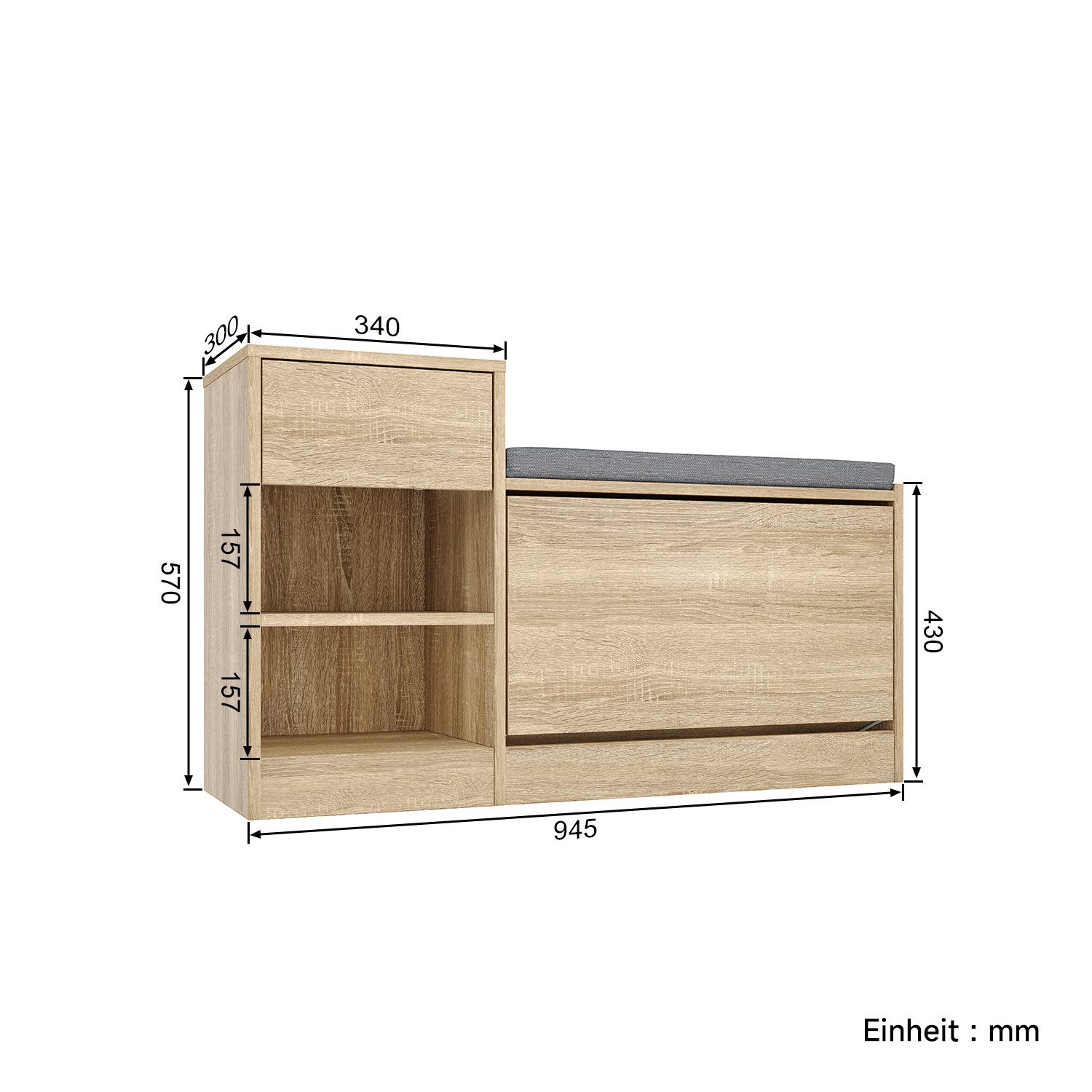 SONNI Schuhschrank Schuhschrank Weiß mit sitzbank 94.5 x 30 x 57 cm,Verstel günstig online kaufen
