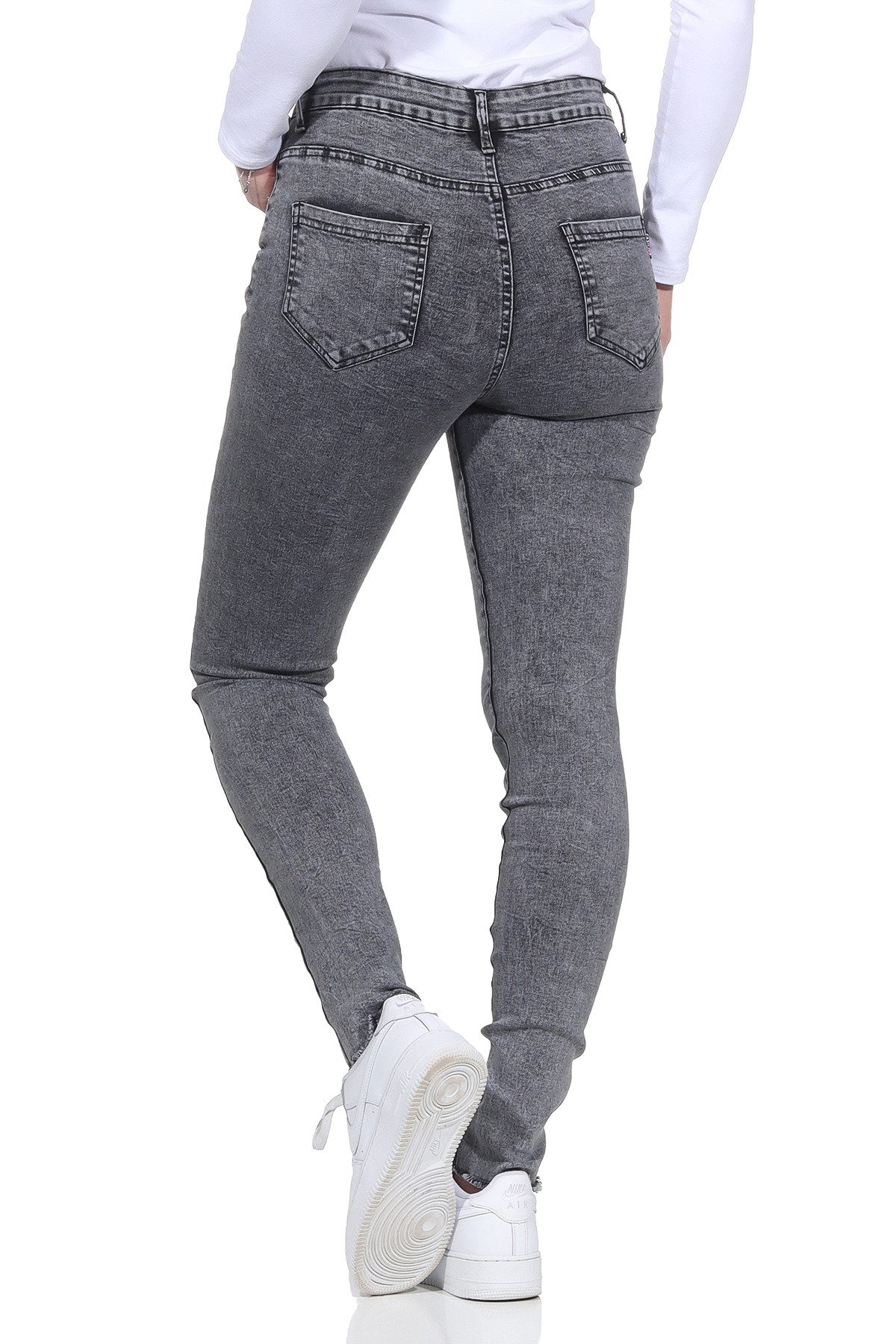 Aurela Damenmode 5-Pocket-Jeans Jeanshosen für Damen Stretch Jeans Destroyed Look moderner Distressed Look