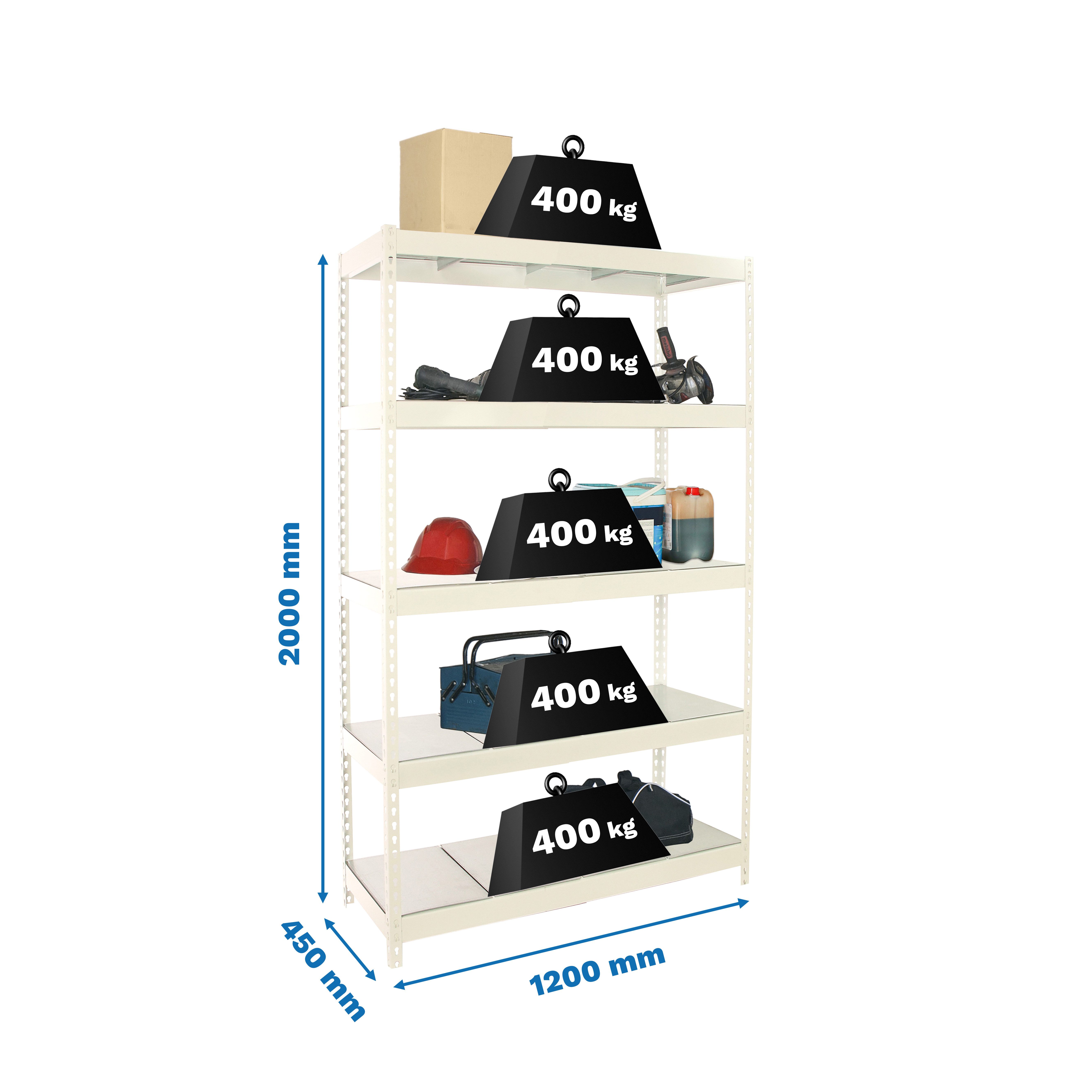 PROREGAL® Schwerlastregal Schwerlastregal BIG METAL YETI FIVE 200x120x45cm günstig online kaufen