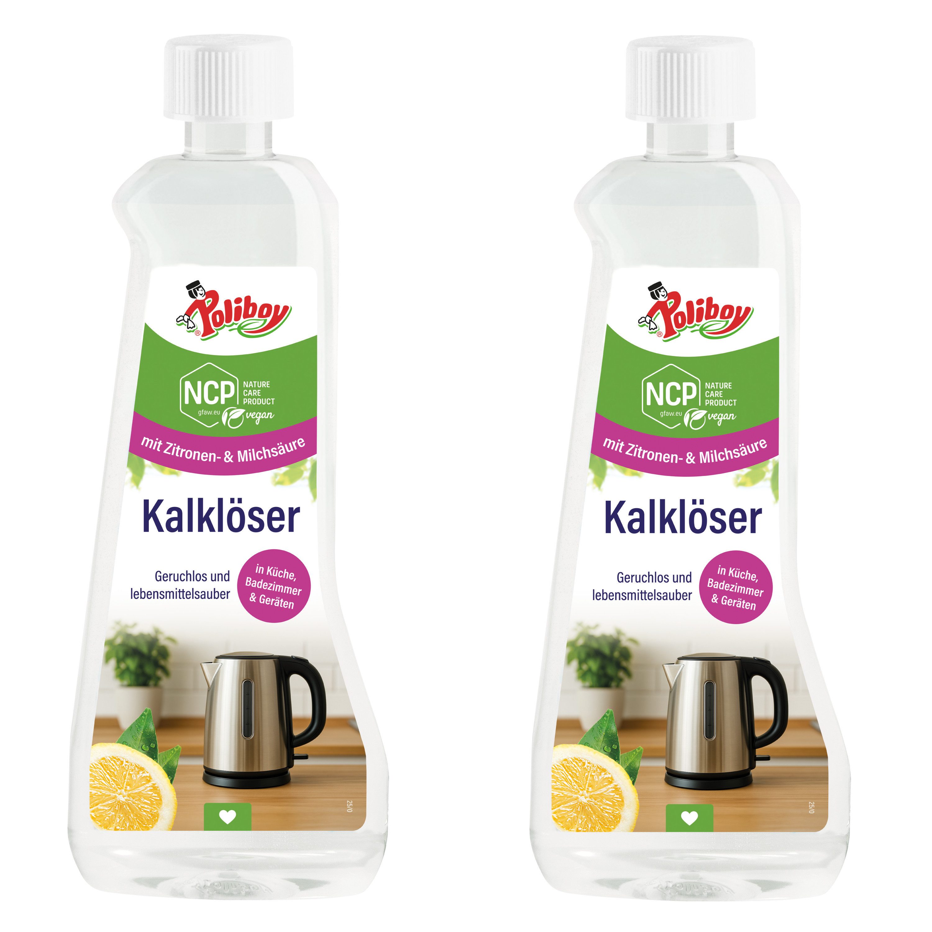 poliboy NCP Reiniger 2er Set - je 500 ml - für verschiedene Geräte und Flächen Kalklöser (für Bad, Küche, Wasserkocher und Kaffeemaschinen - Made in Germany)