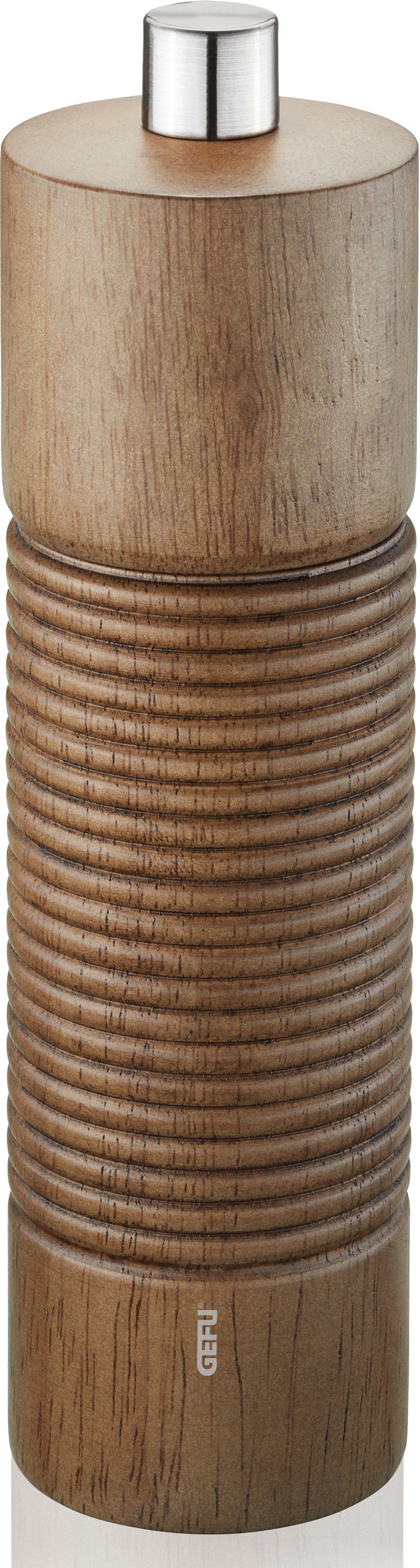 GEFU Salz-/Pfeffermühle TEDORO manuell, stufenlos einstellbares Keramikmahlwerk holzfarben/silberfarben