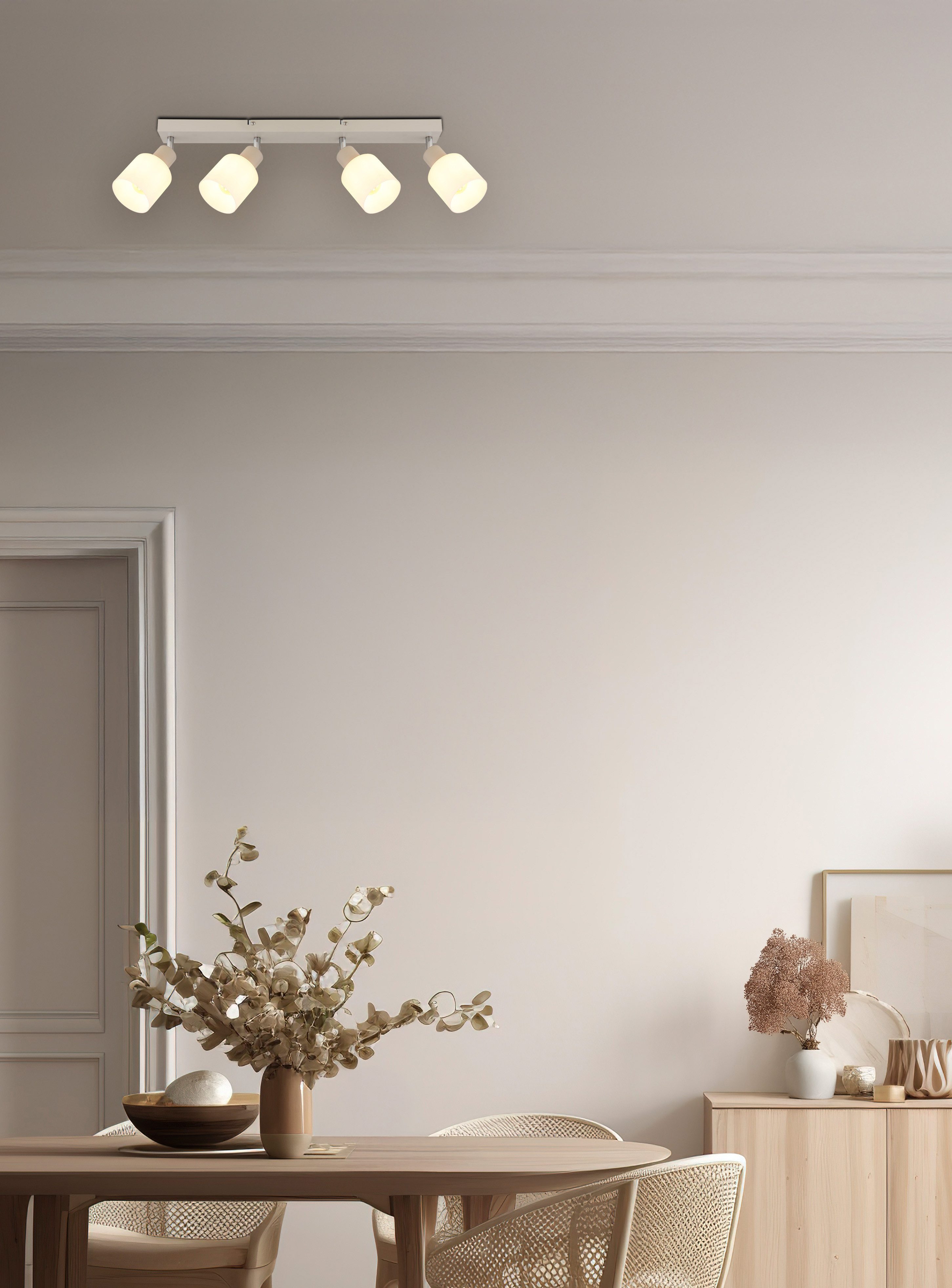 GLOBO LIGHTING Deckenspot TRENT, Leuchtmittel wechselbar, Sandfarbener Strahler mit verchromtem Metall, Glas opal