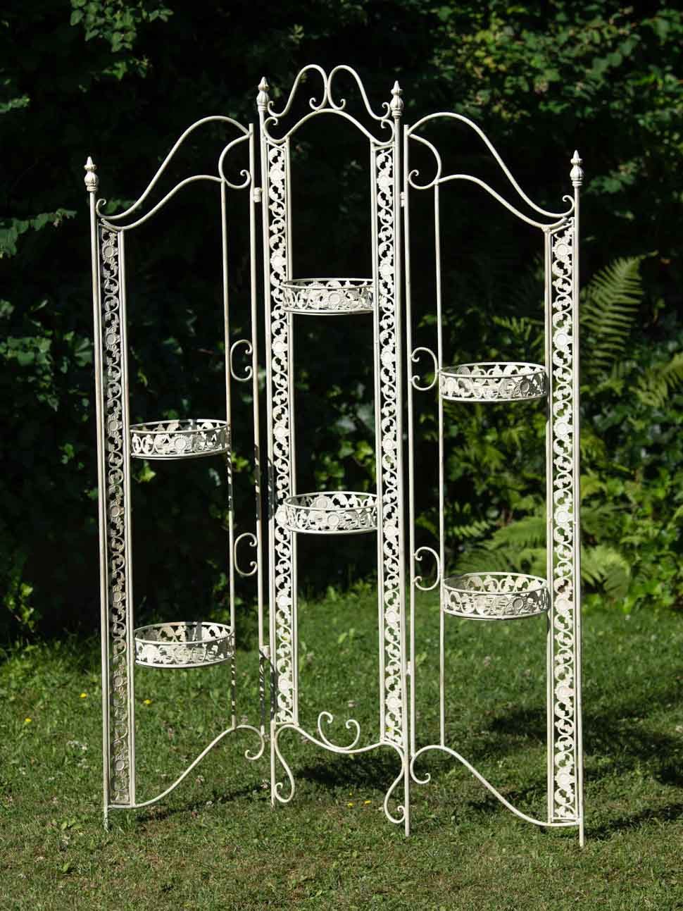 Aubaho Dekoobjekt Paravent Pergola Rankhilfe Blumenampel Blumentopf 16kg Eisen antik Sti