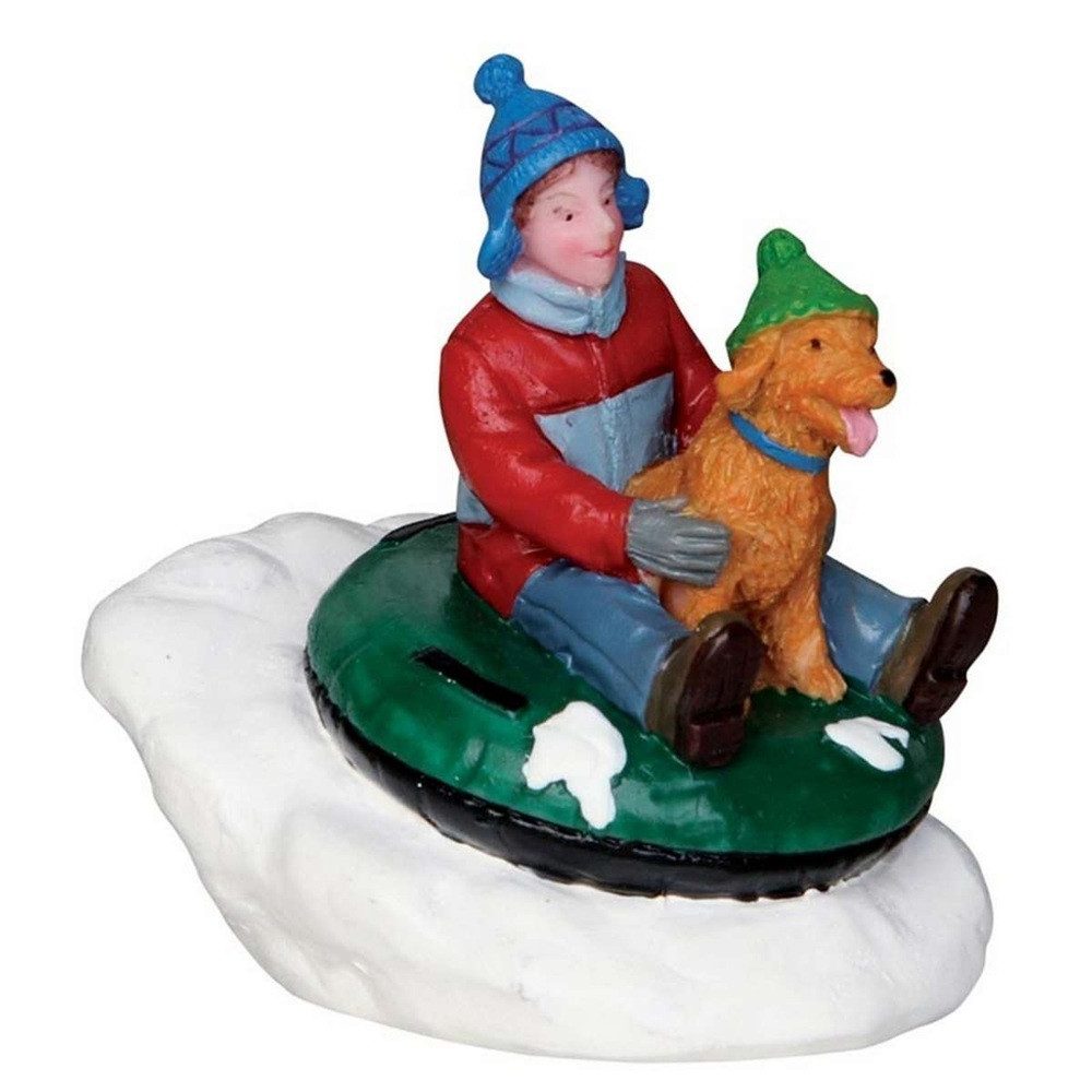 LeMax Winterlandschaft Lemax 22057 – Rodeln mit Hund, Weihnachtsdorf-Figur