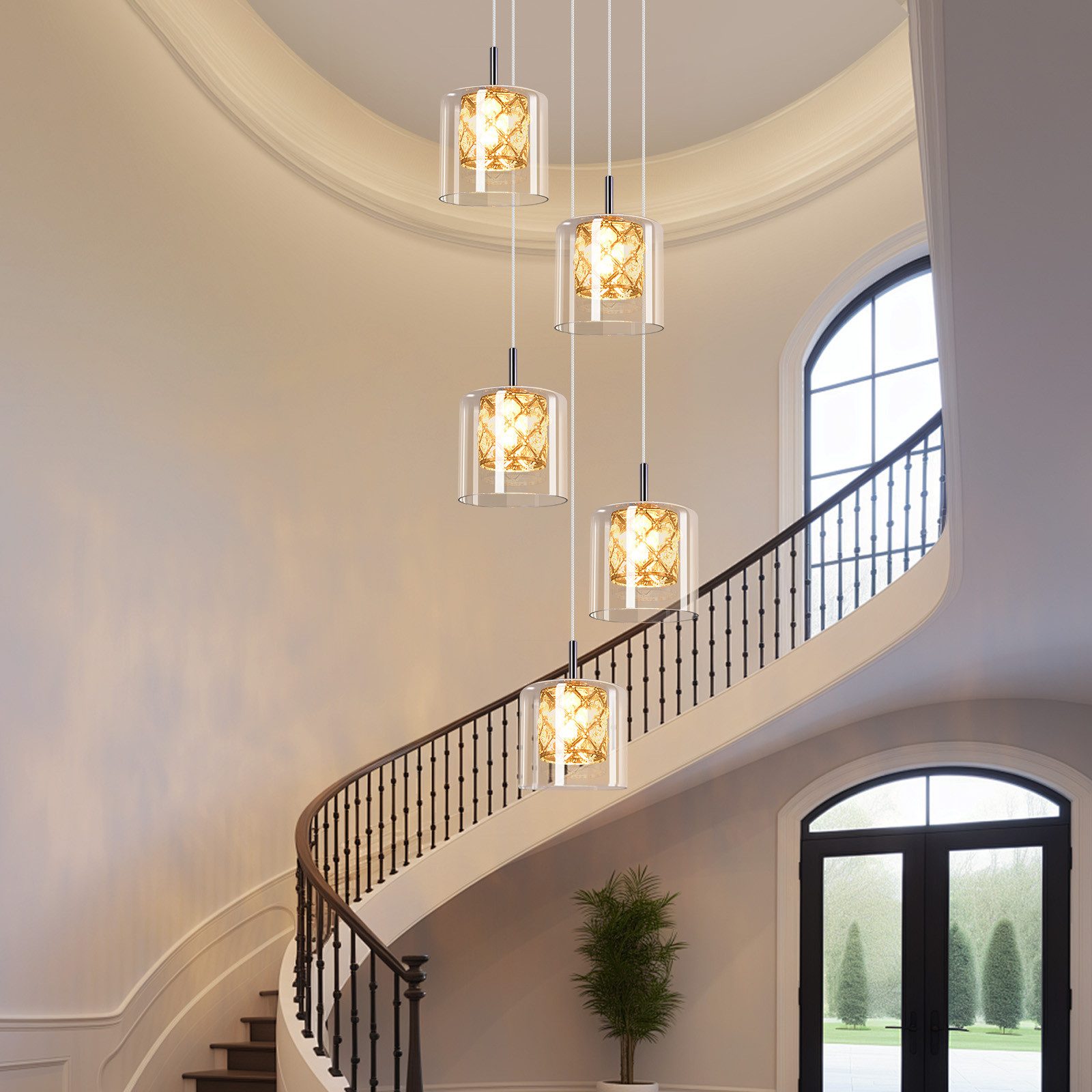 Nettlife Pendelleuchte Esszimmer Kristall Glas G9 Modern Hängeleuchte 120CM günstig online kaufen