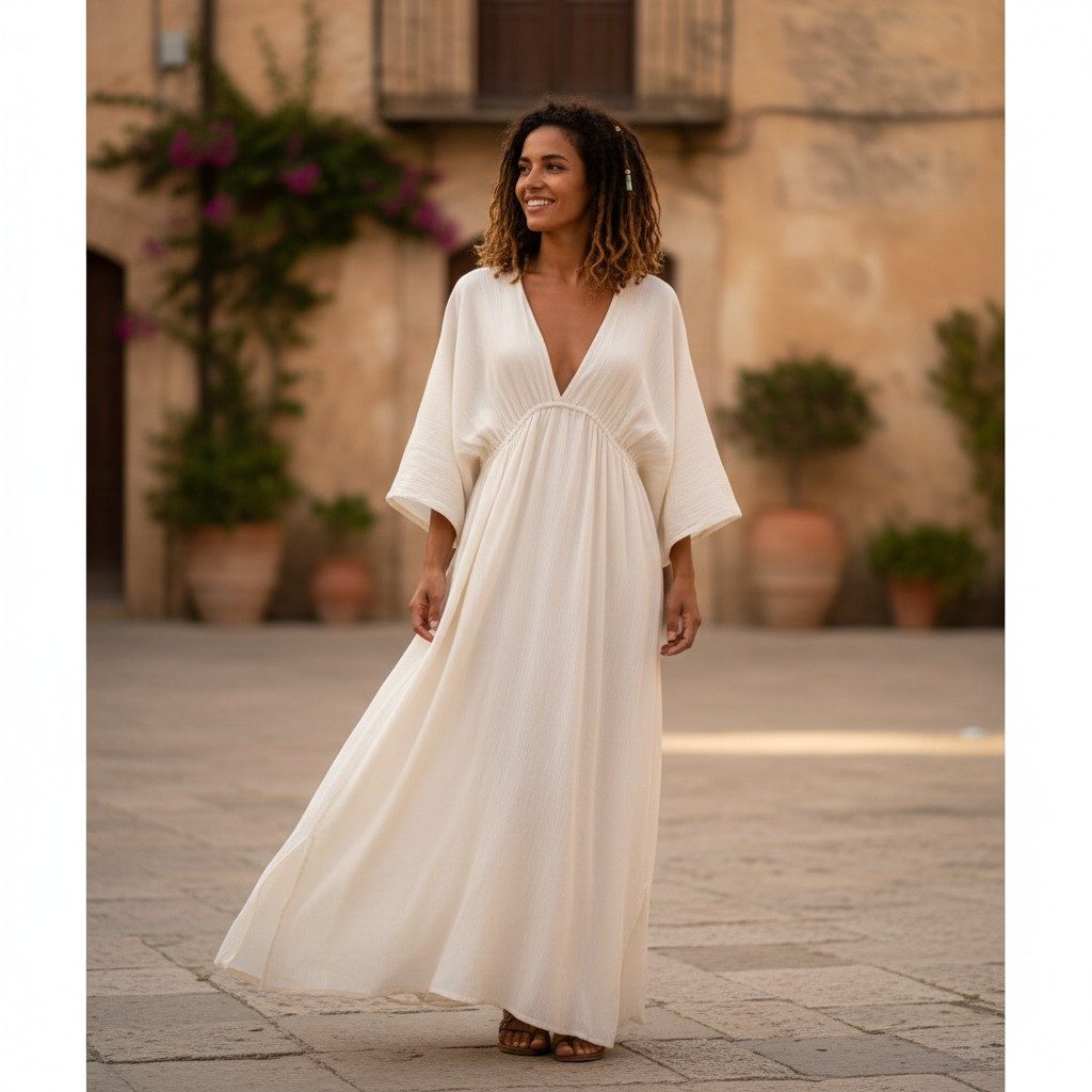 Guru-Shop Midikleid Boho Sommerkleid, luftiges.. alternative Bekleidung