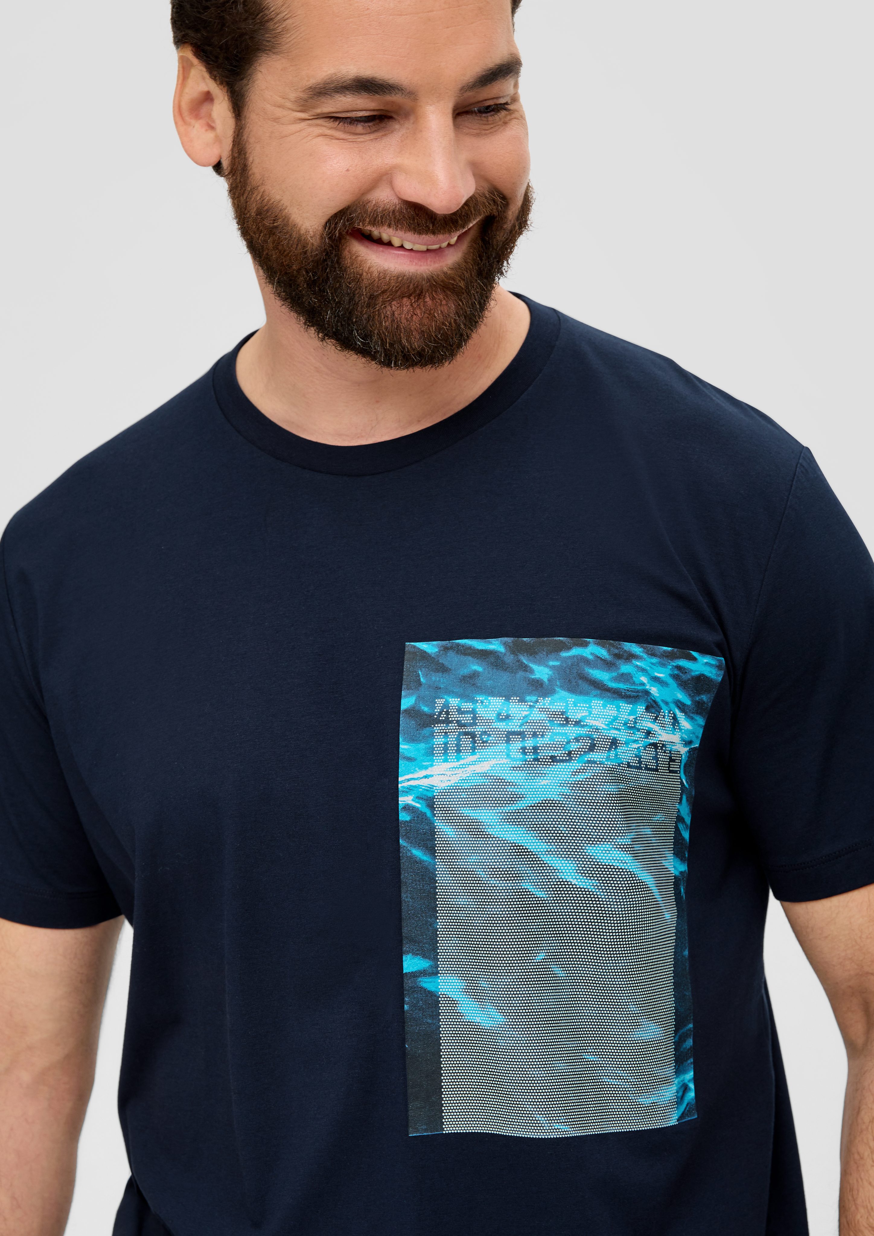 s.Oliver Kurzarmshirt T-Shirt aus navy Baumwollstretch