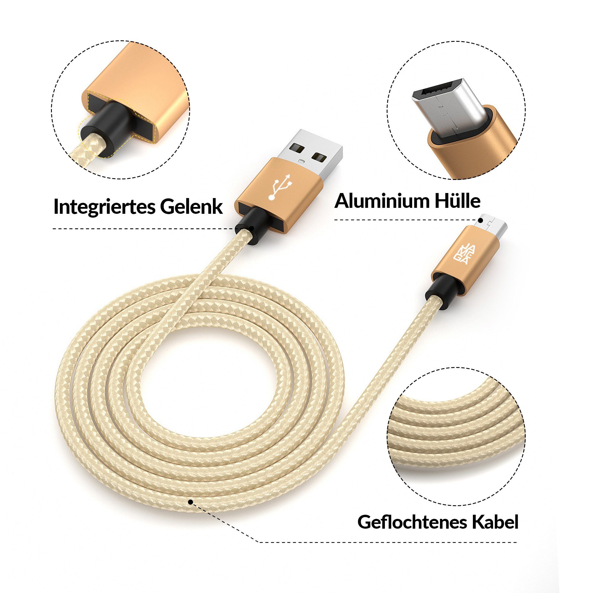 JAMEGA Micro USB Kabel Ladekabel Daten für Tablet Samsung Huawei PS4 XBOX LG USB-Kabel, USB, Micro USB, (100 cm) – Bild 4 von 5