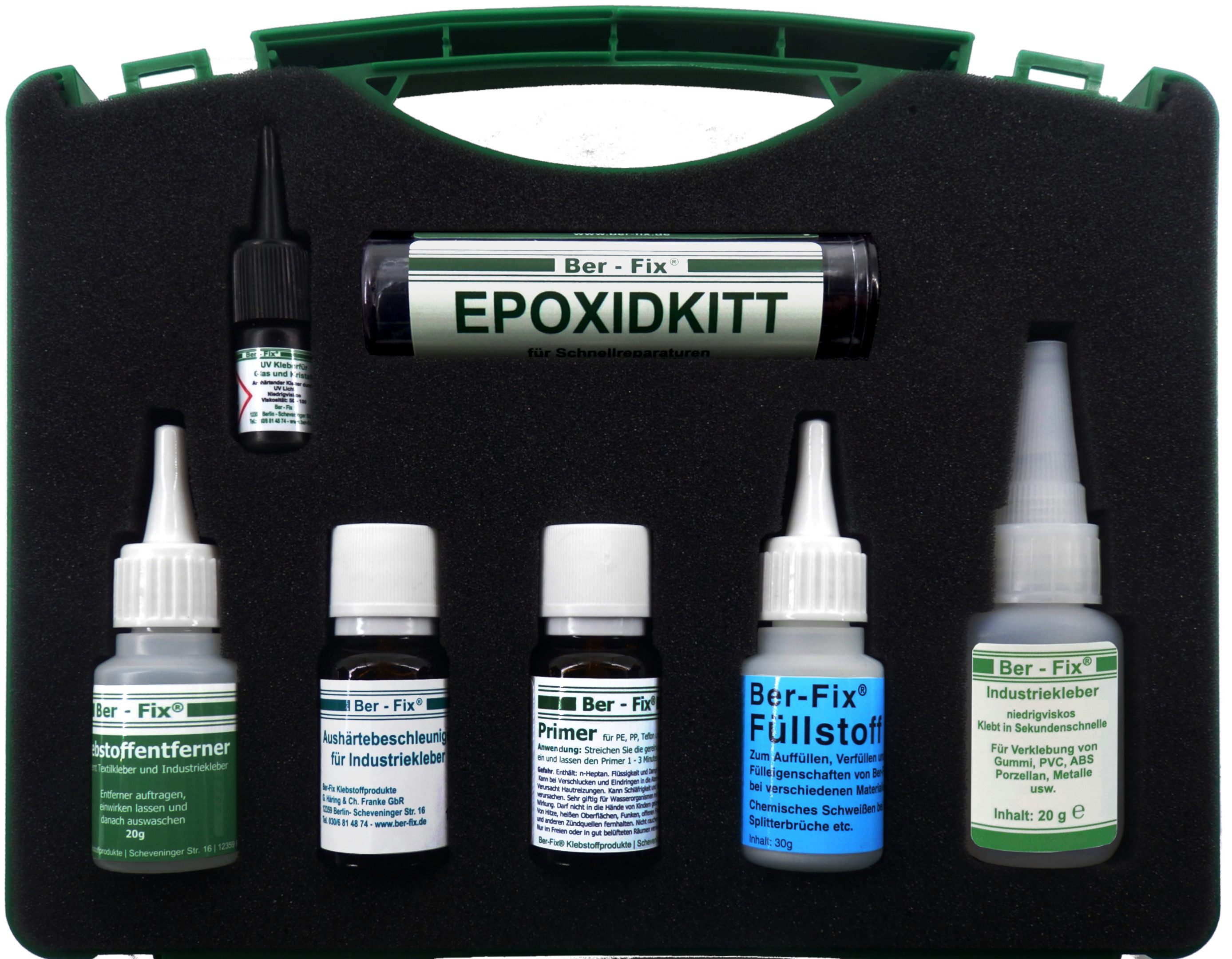 Ber-Fix Klebstoff Profi Werkstatt-Koffer die Schweißnaht, (Set, 8-tlg), vielseitig & belastbar