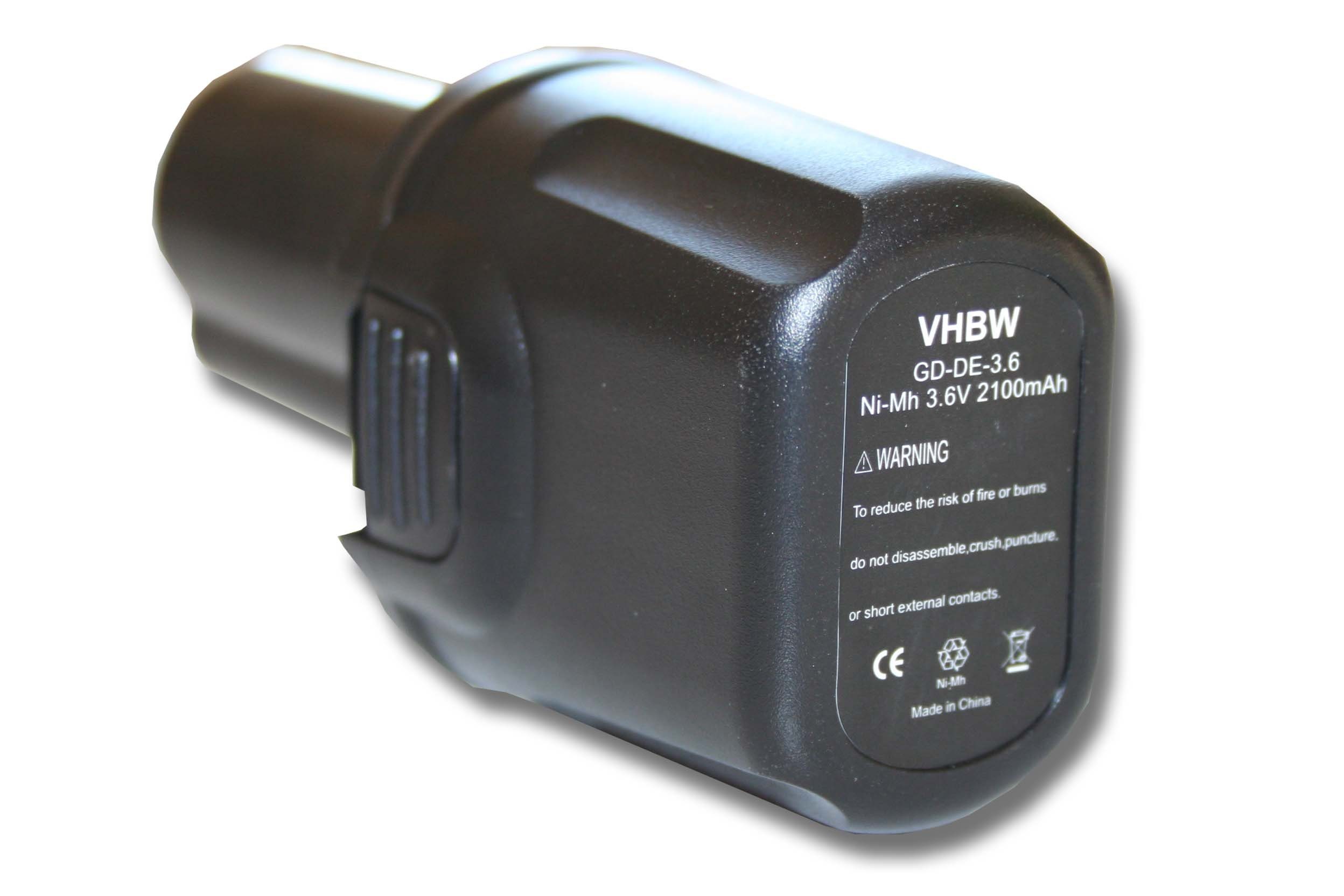 vhbw kompatibel mit Dewalt DC600 Screwdriver Akku NiMH 2100 mAh (3,6 V)