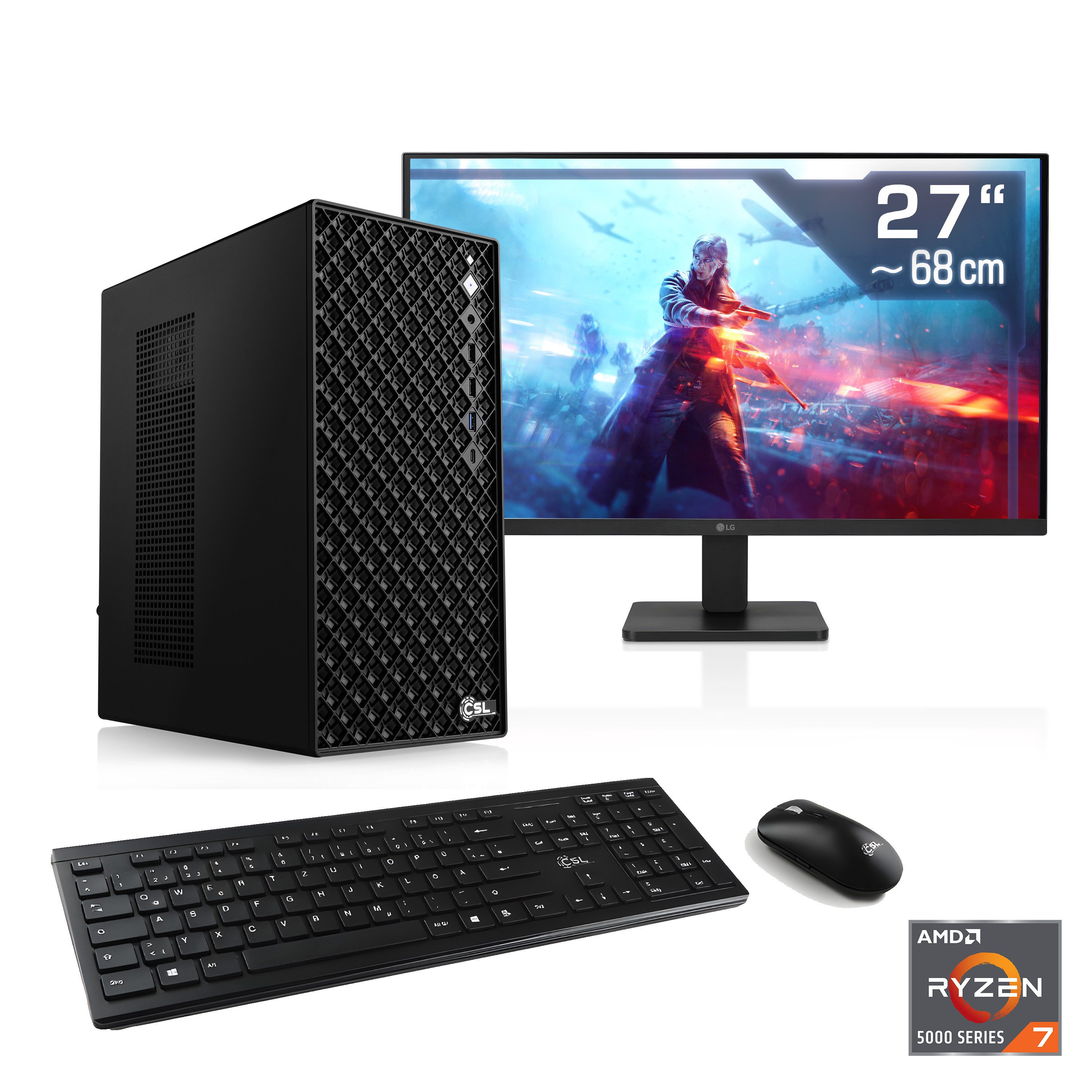 CSL Mystic V24106 PC-Komplettsystem (27", AMD Ryzen 7 5700X, GeForce RTX 4060, 16 GB RAM, 1000 GB SSD)