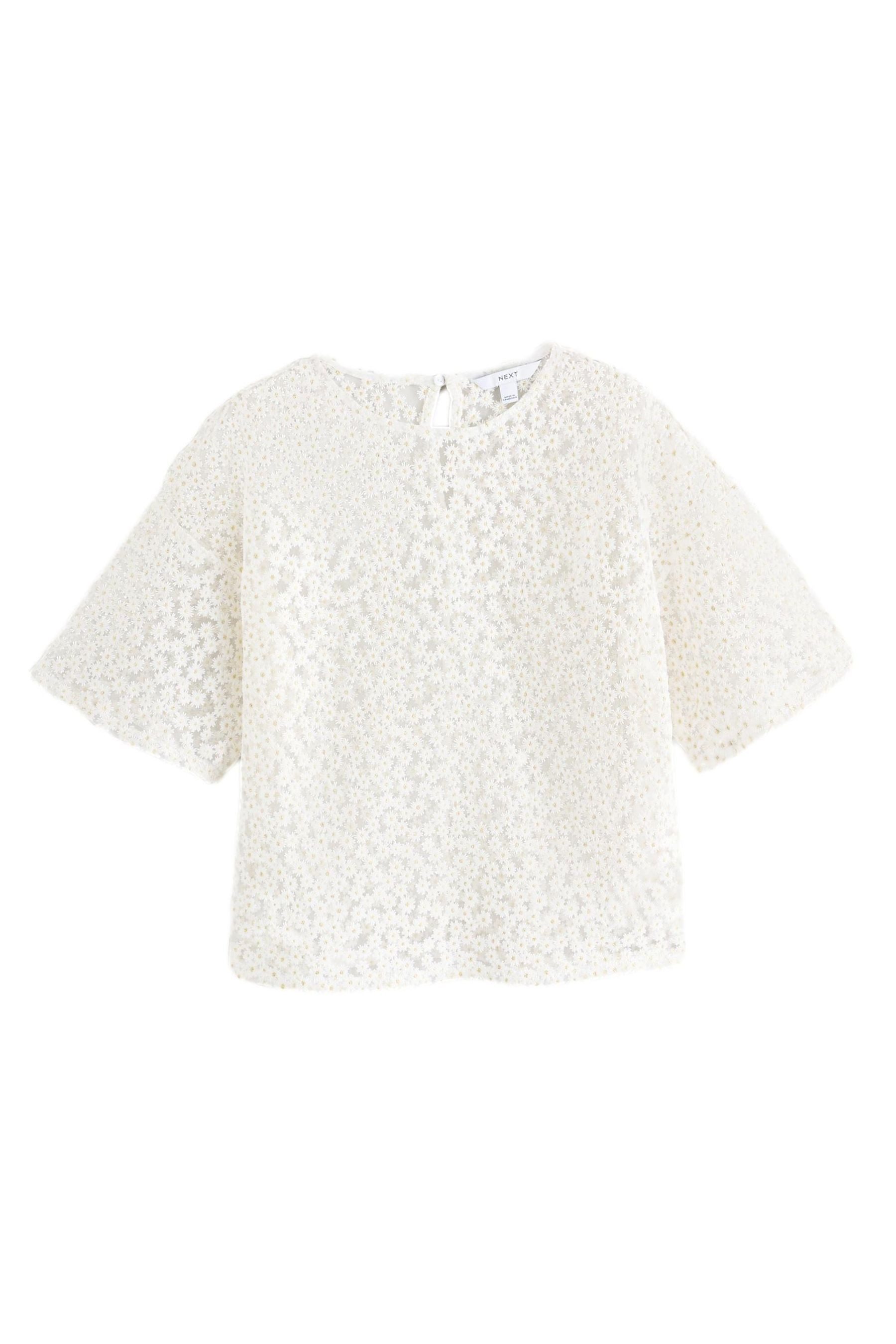 Next T-Shirt Kurzärmeliges, kastiges Mesh-Top mit Blumenmuster (1-tlg) günstig online kaufen