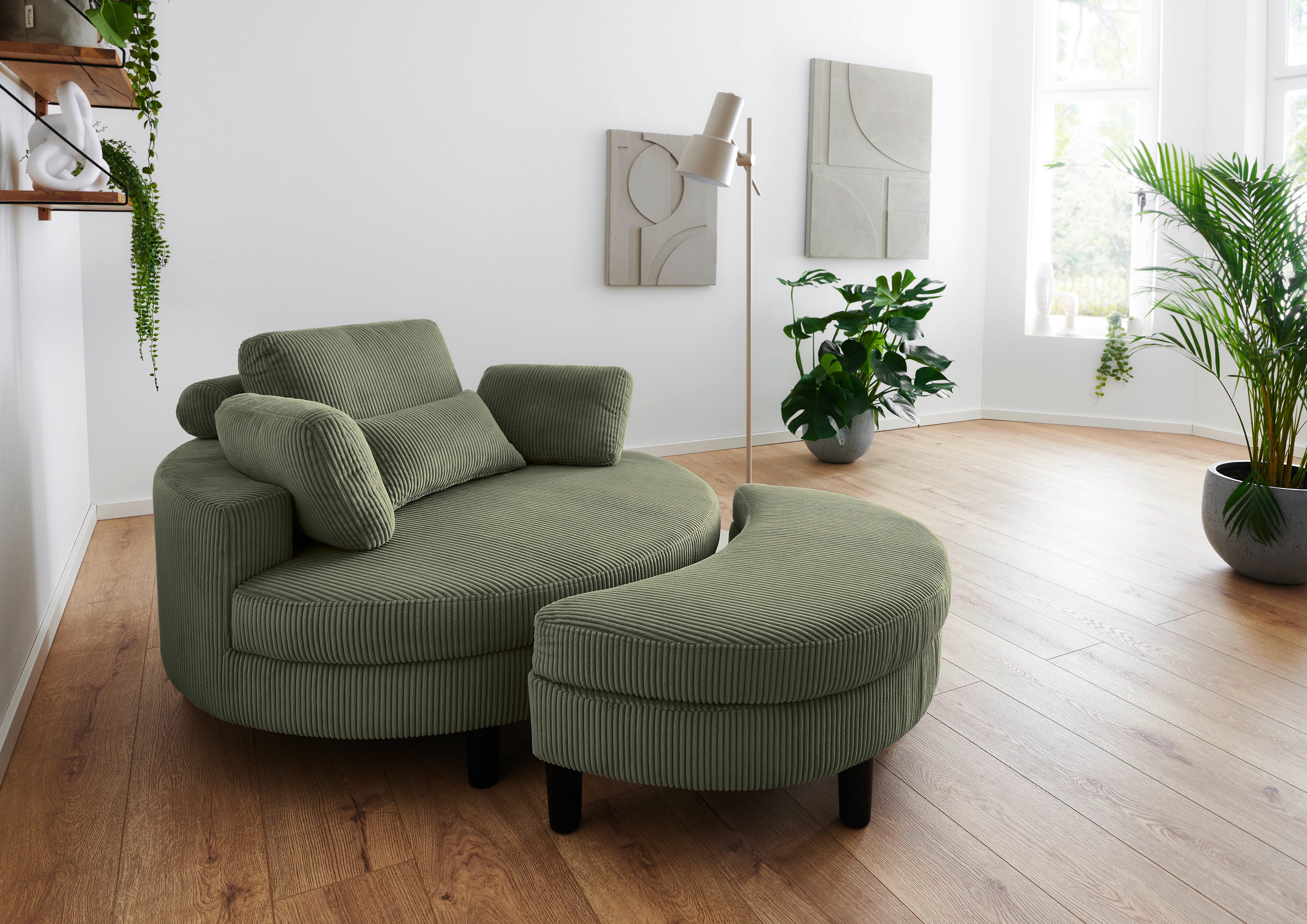 ATLANTIC home collection Loveseat Ravi, B: 114 cm, XXL- Кресла, mit Stauraumhocker, Rückenstütze & 4 Zierkissen