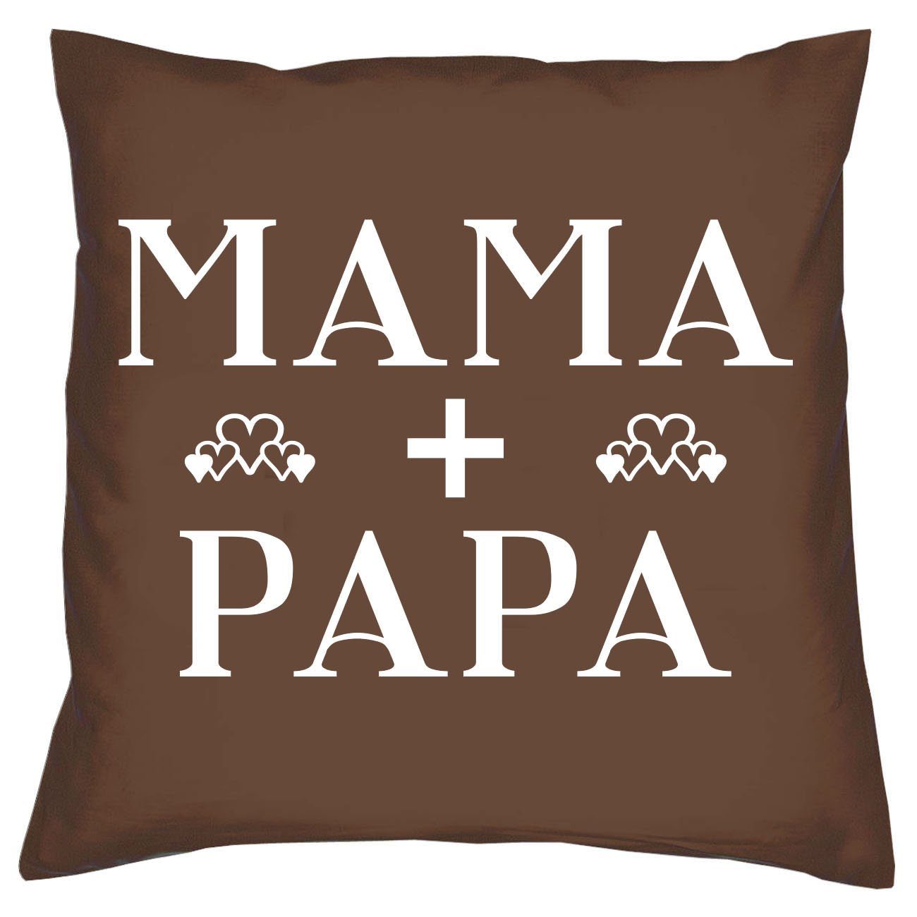 Soreso® Dekokissen 3 Kissen Papa Mama Familie = Weihnachten Geschenke wir Eltern, Geschenk-Set + 