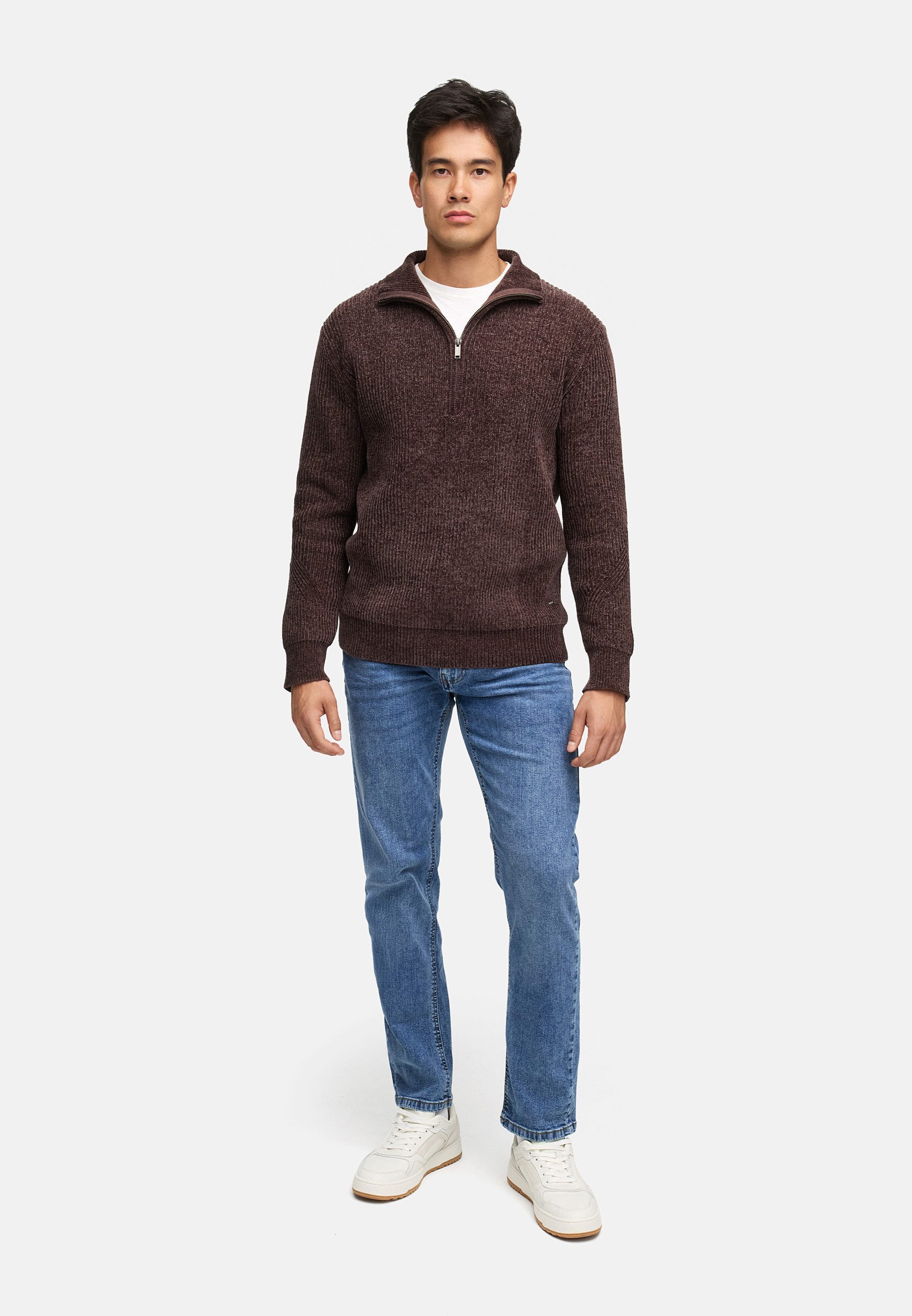 Indicode Strickpullover Herren INHunch Half Pullover Herrenpullover Strickpullover mit halbem Reißverschluss und Stehkragen