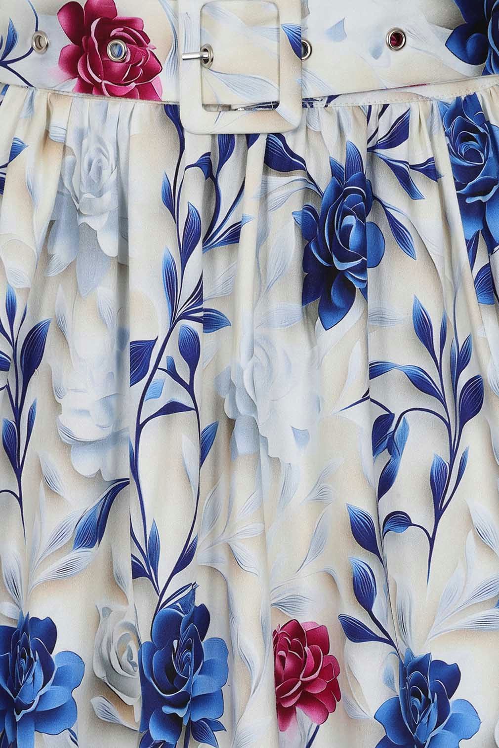 Hearts & Roses London A-Linien-Rock Blue Willow Floral Vintage Rockabilly Retro 50er