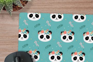MuchoWow Gaming Mauspad Panda - Tiere - Blumen - Design (1-St), Mousepad mit Rutschfester Unterseite, Gaming, 40x40 cm, XXL, Großes