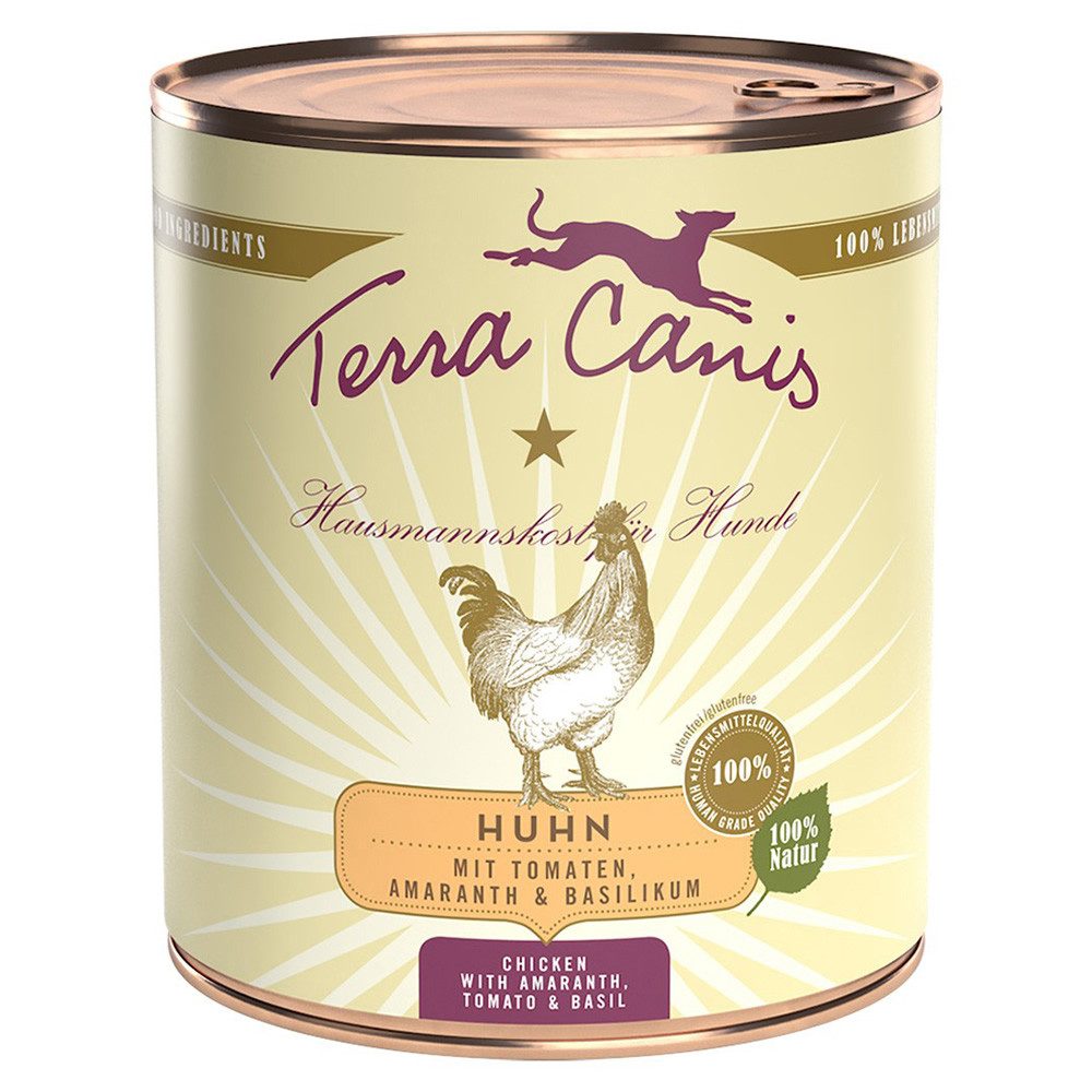 Terra Canis Classic Huhn mit Amaranth, Tomaten und Basilikum 800 g - 6 Stück, Nassfutter für: Hund