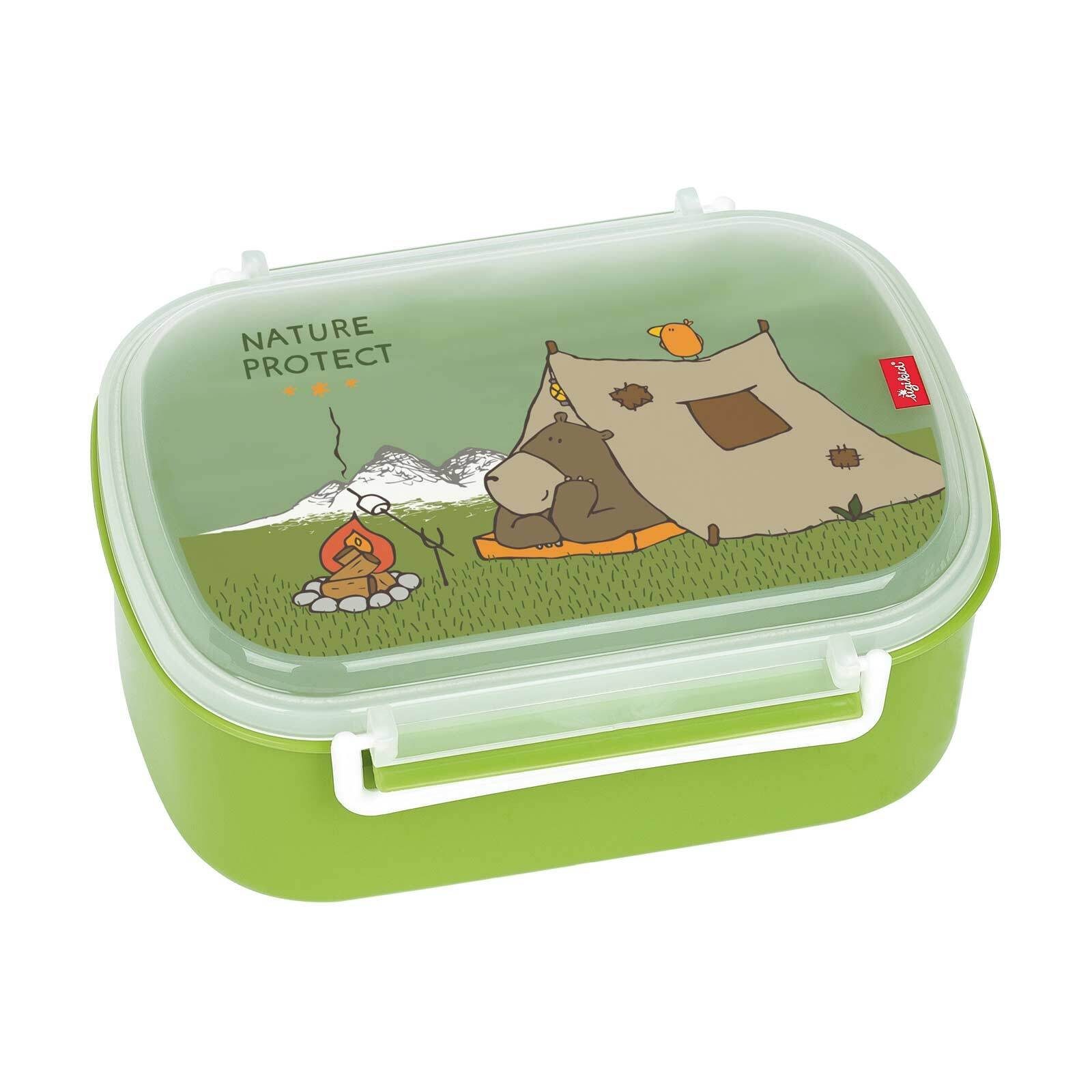 Sigikid Lunchbox Lunchbox 17 x 11 x 7 cm, Polypropylen, (1-tlg), Spülmaschinengeeignet, Motiv-Deckel mit der Hand spülen Grizzly, grün