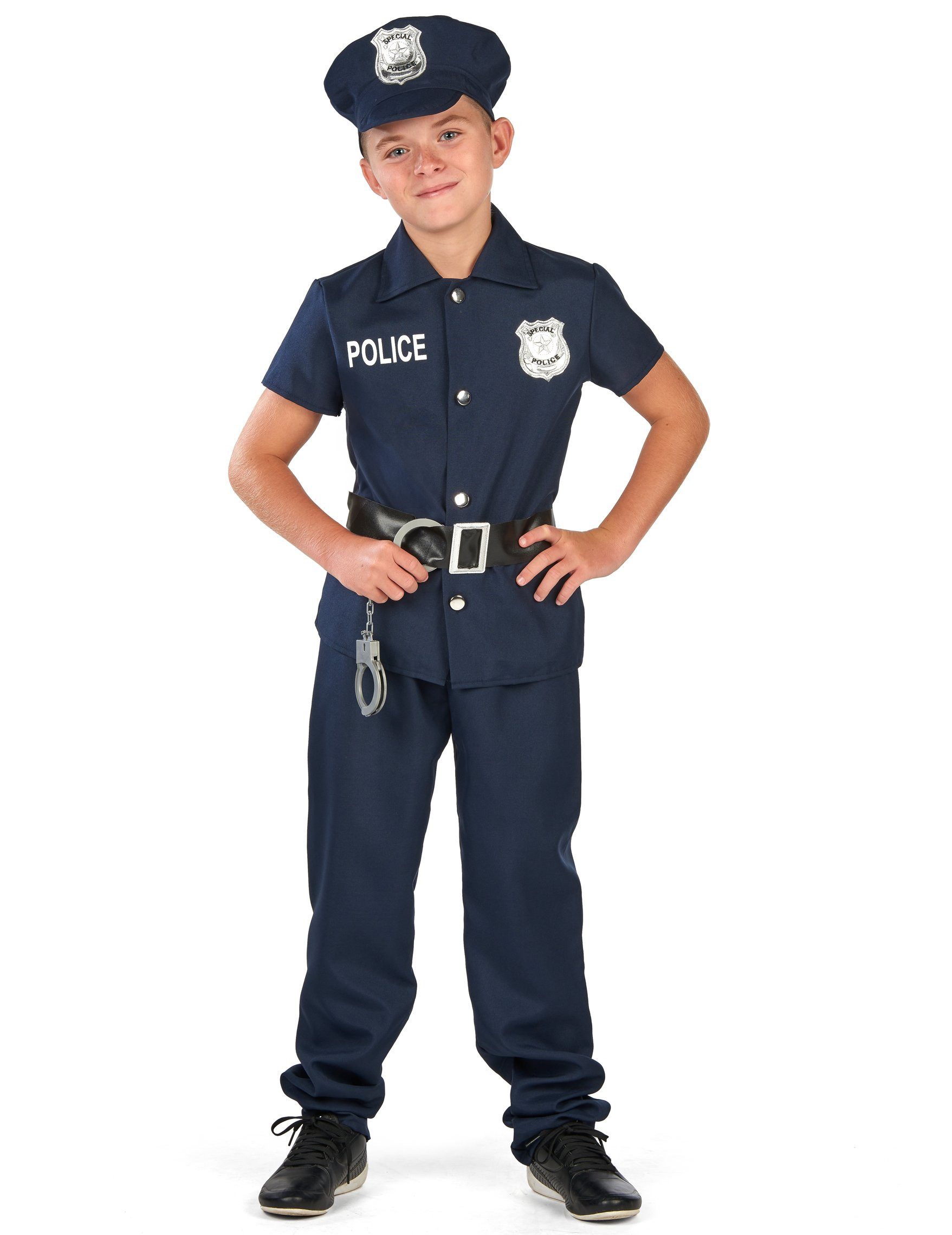 Police Costume for Children, Short Sleeves, Dark Blue
